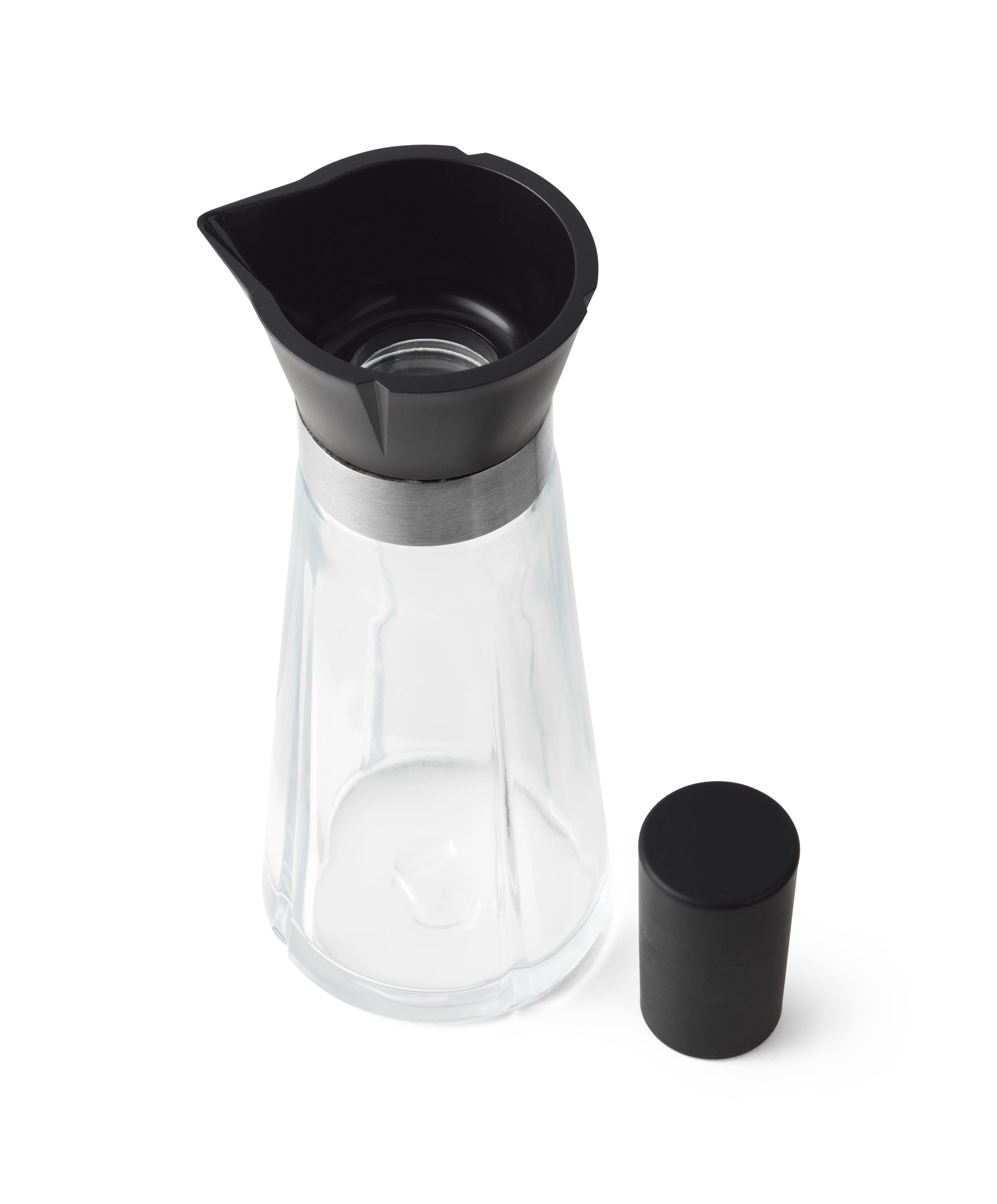 Öl- und Essigflasche H18.5 cm von Rosendahl in der Farbe Schwarz/Stahl, hergestellt aus Glas