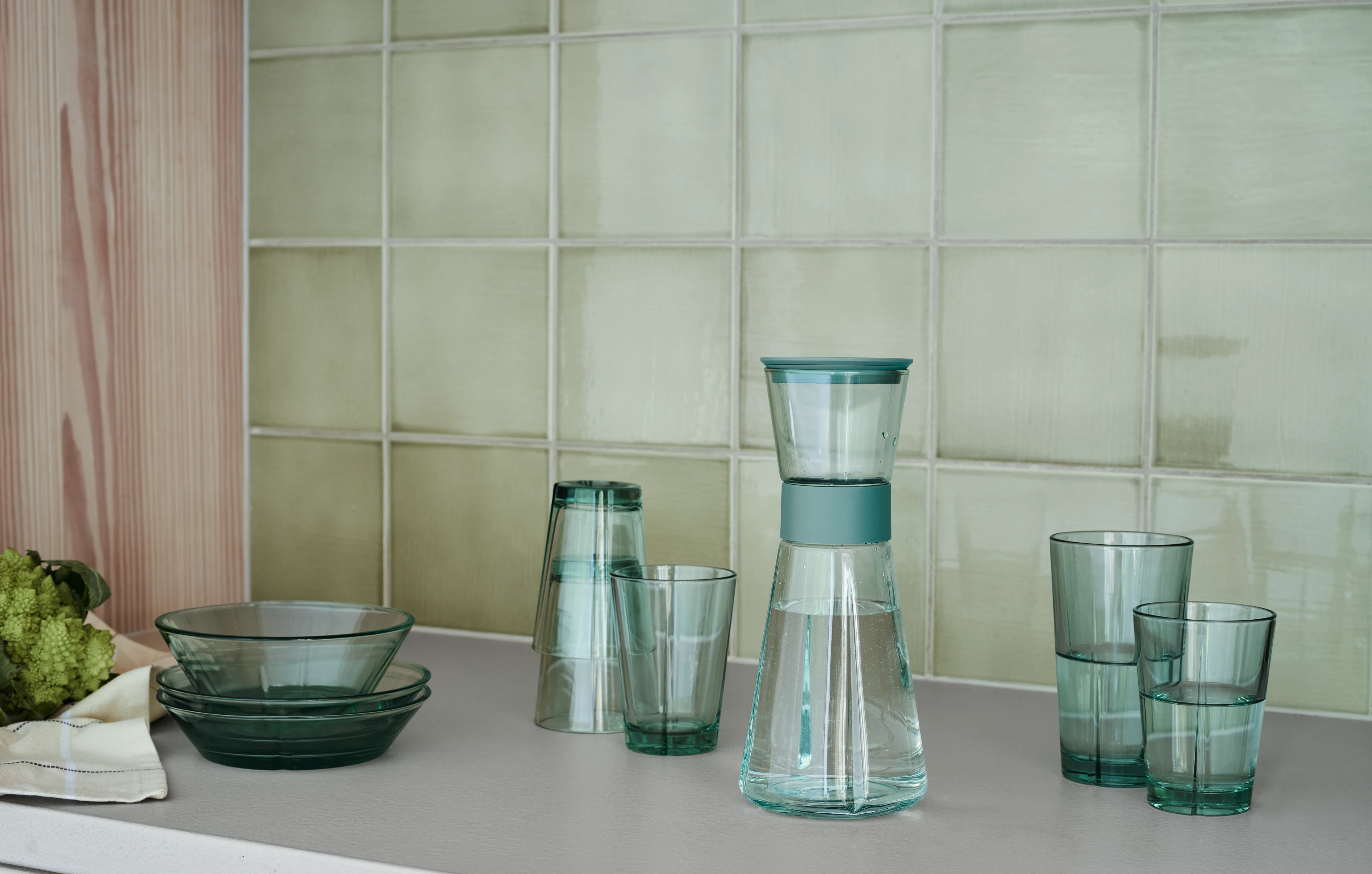 Kaffeglass 37 cl 2 stk. fra Rosendahl i fargen Klart grønt, laget av Glass