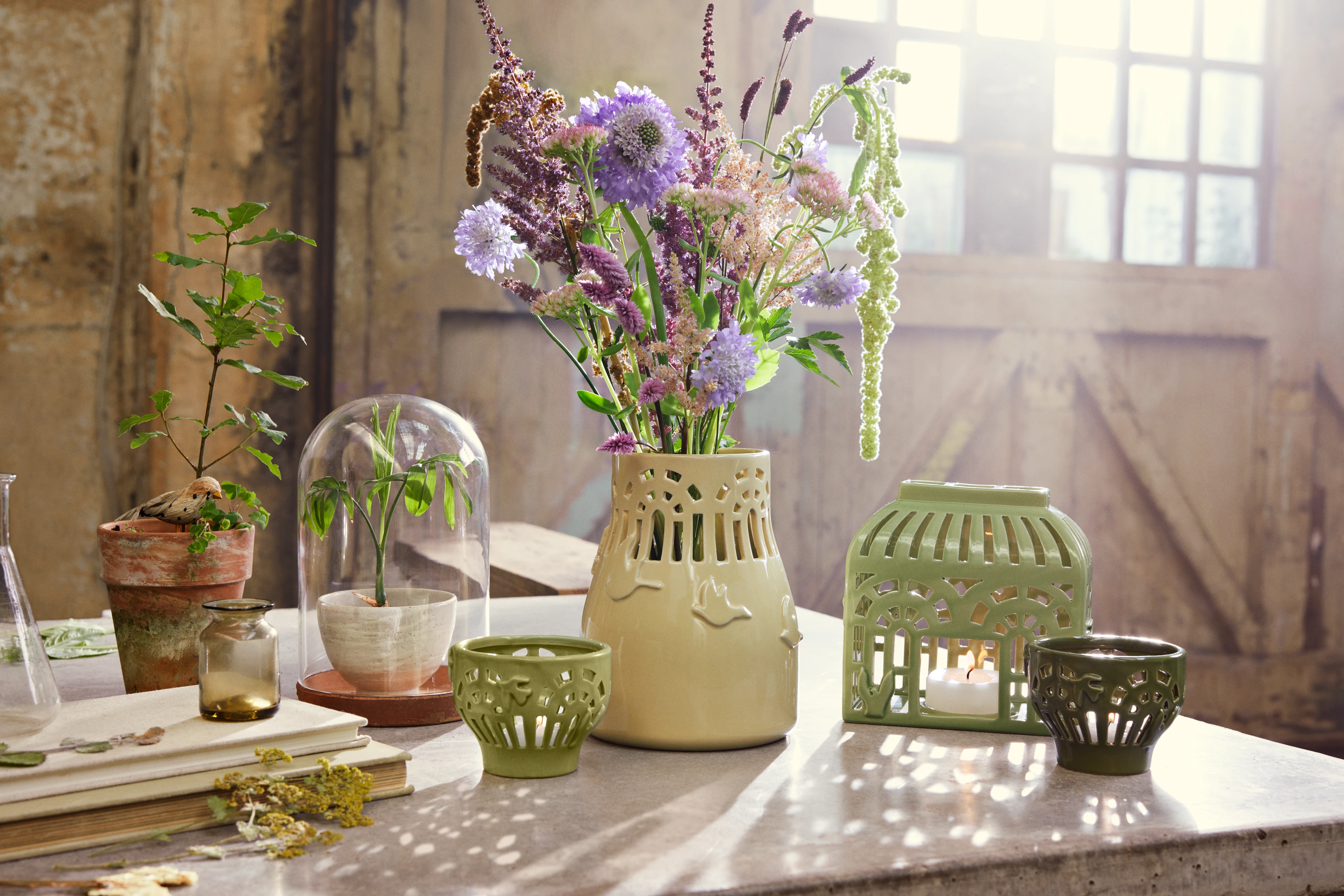 Tealight holder Ø9.5 cm from Kähler  in Green garden color, made of Ceramics