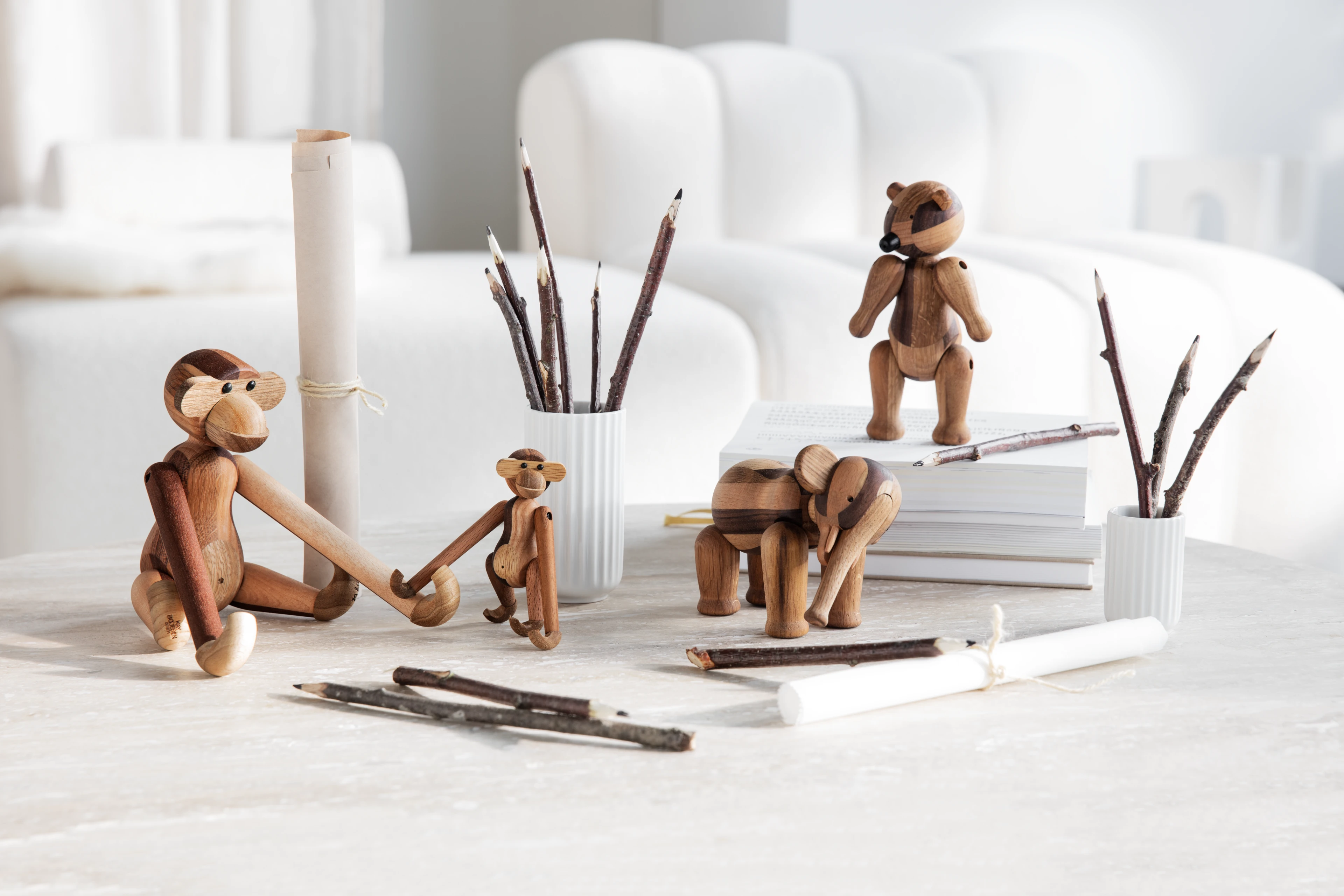 Reworked Affe mini von Kay Bojesen in der Farbe Mixed wood, hergestellt aus Holz