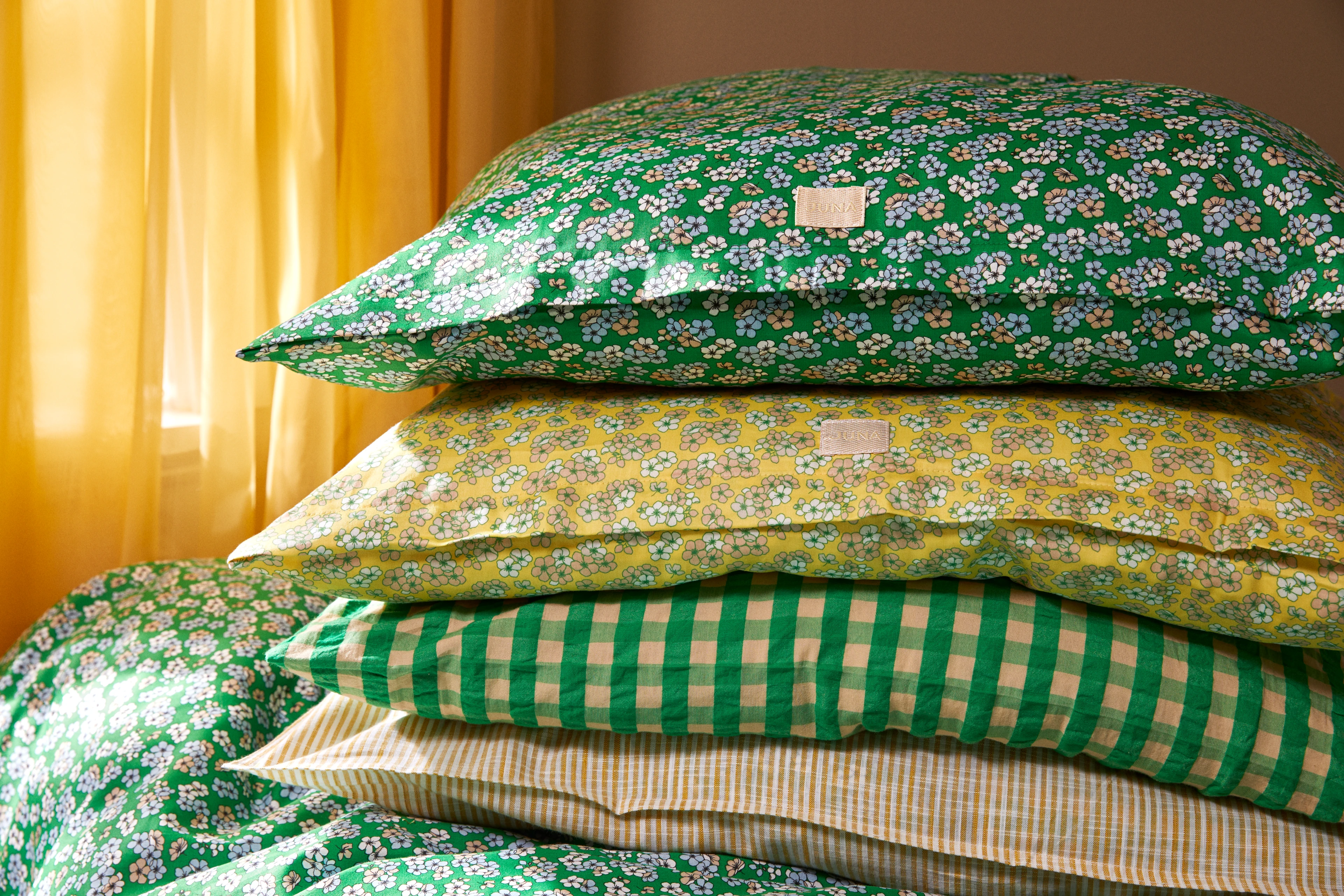 Pillowcase 63x60 cm from JUNA in Green color, made of Cotton sateen