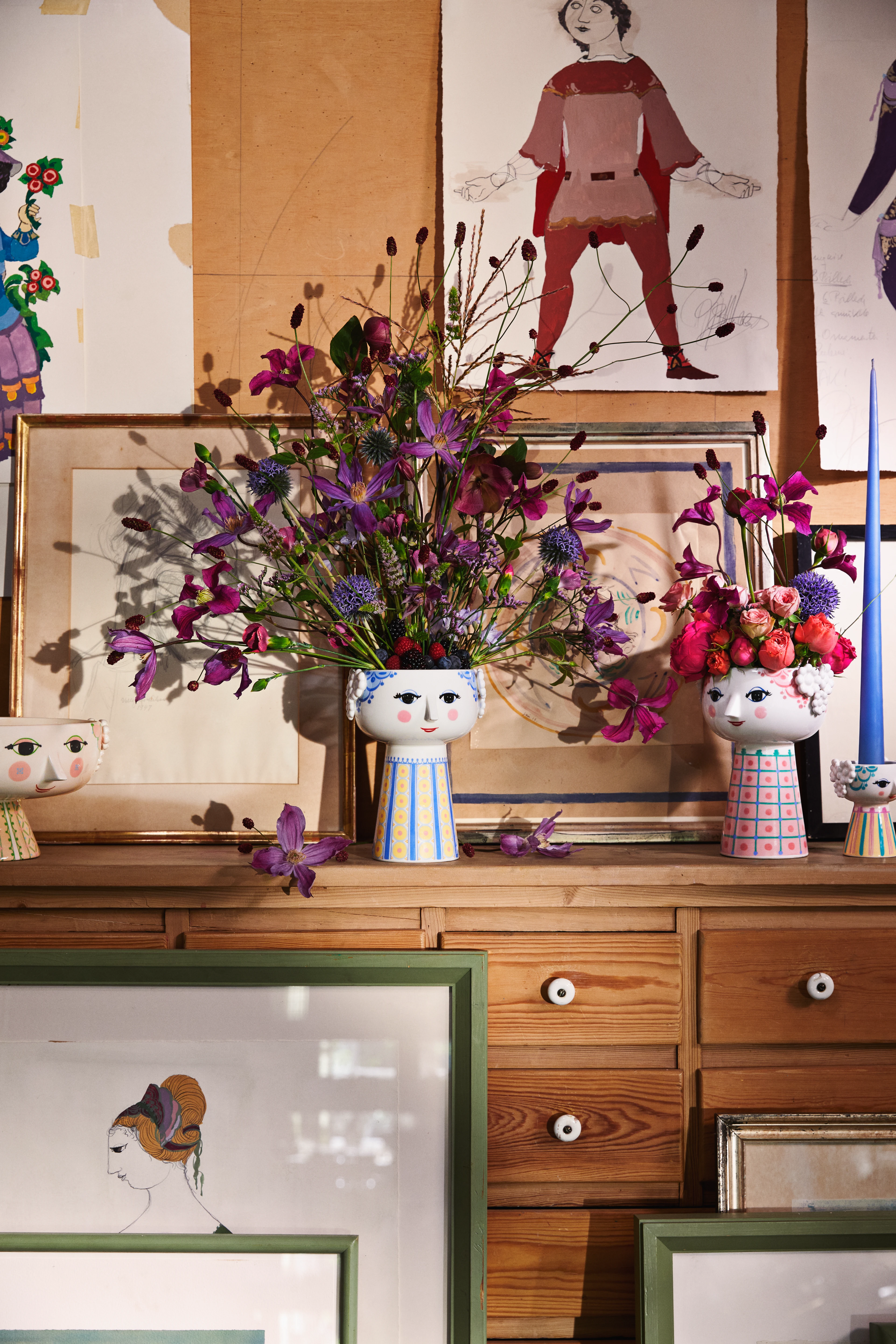 Vas H18.5 cm från Bjørn Wiinblad i färgen Blå, tillverkad av Keramik