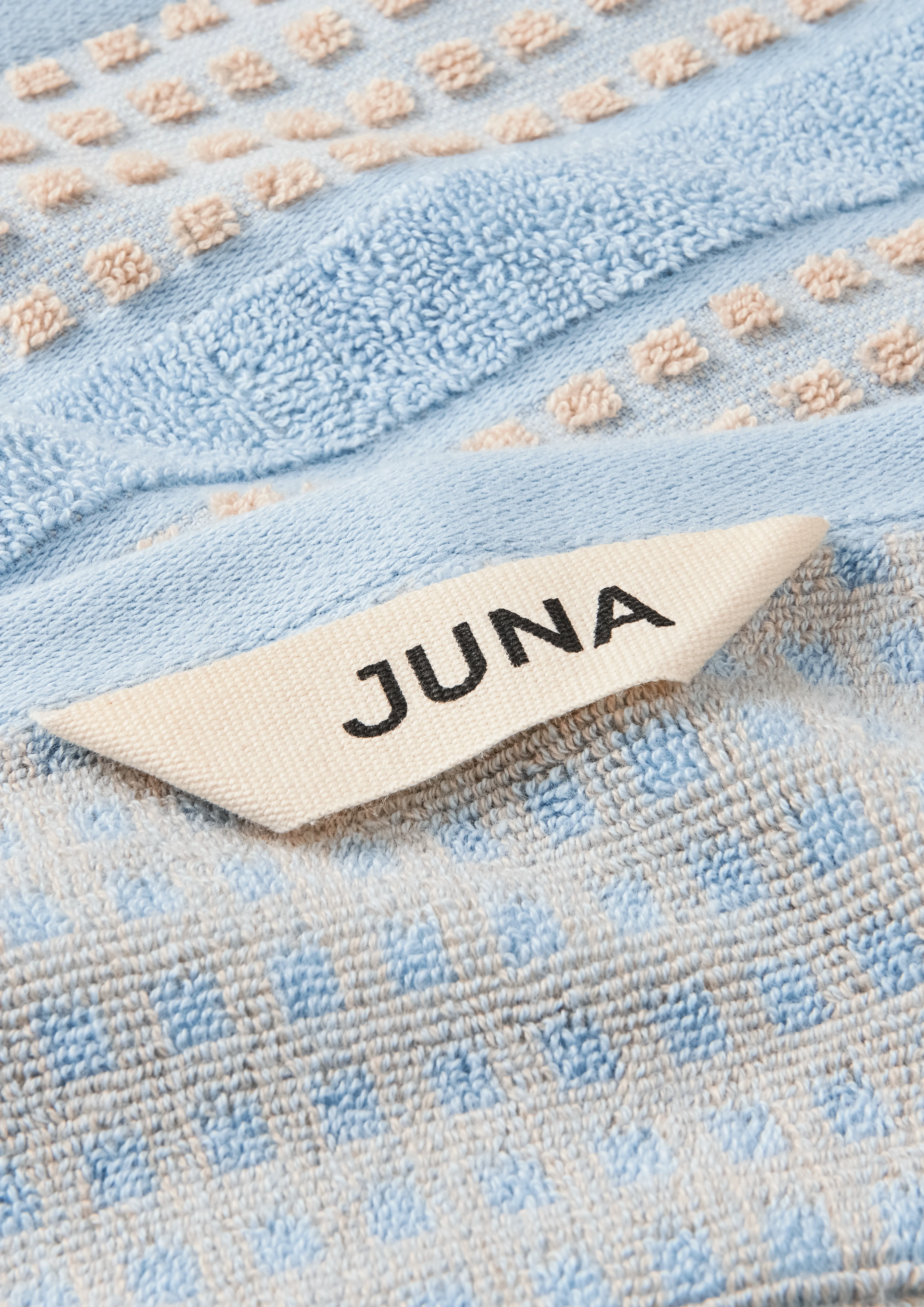 Face cloth 30x30 cm from JUNA in Light blue/Sand color, made of Cotton