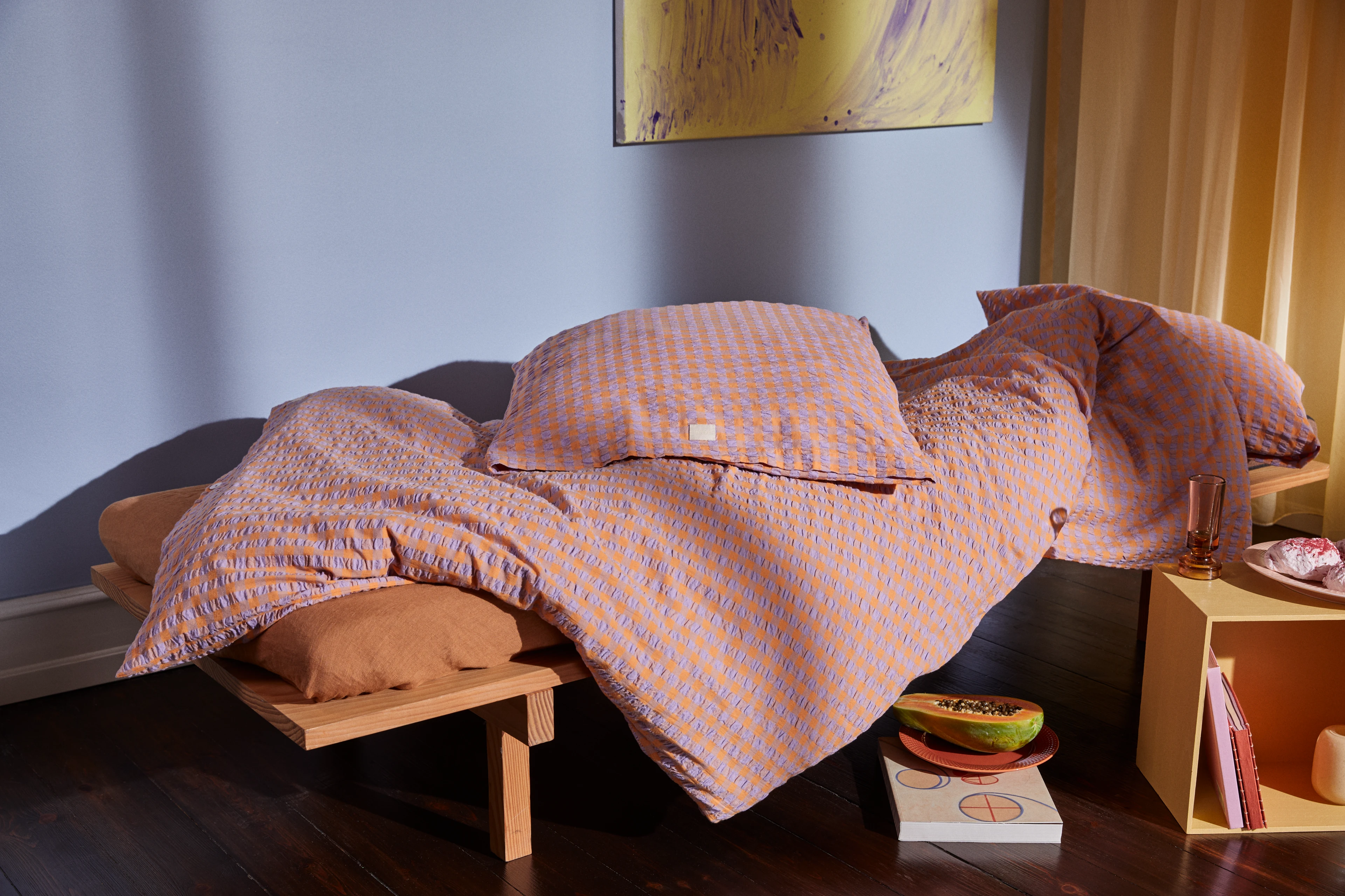 Bed linen 140x200 cm from JUNA in Lavender/Peach color, made of Cotton