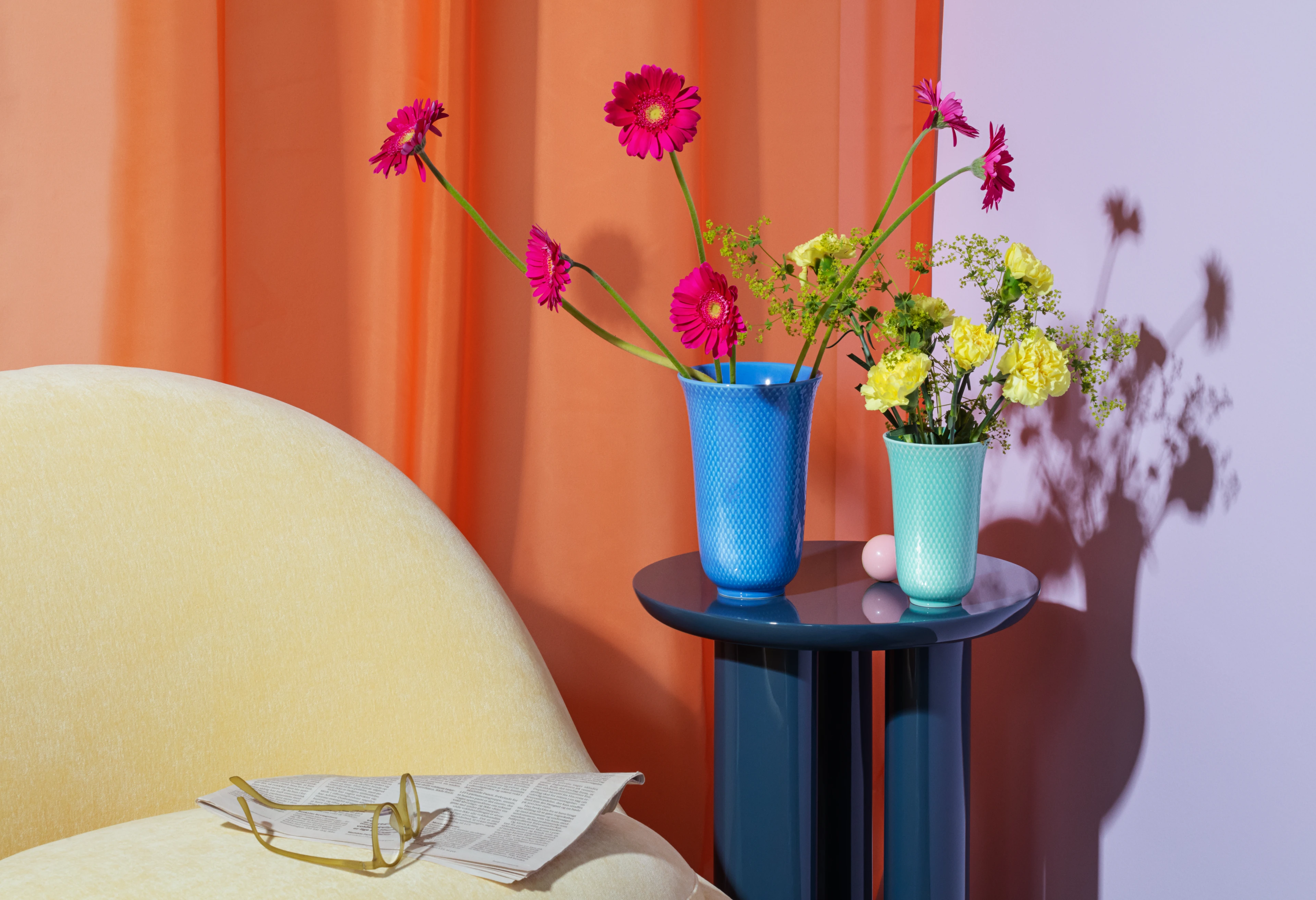 Vase H15 cm from Lyngby Porcelæn in Aqua color, made of Ceramics