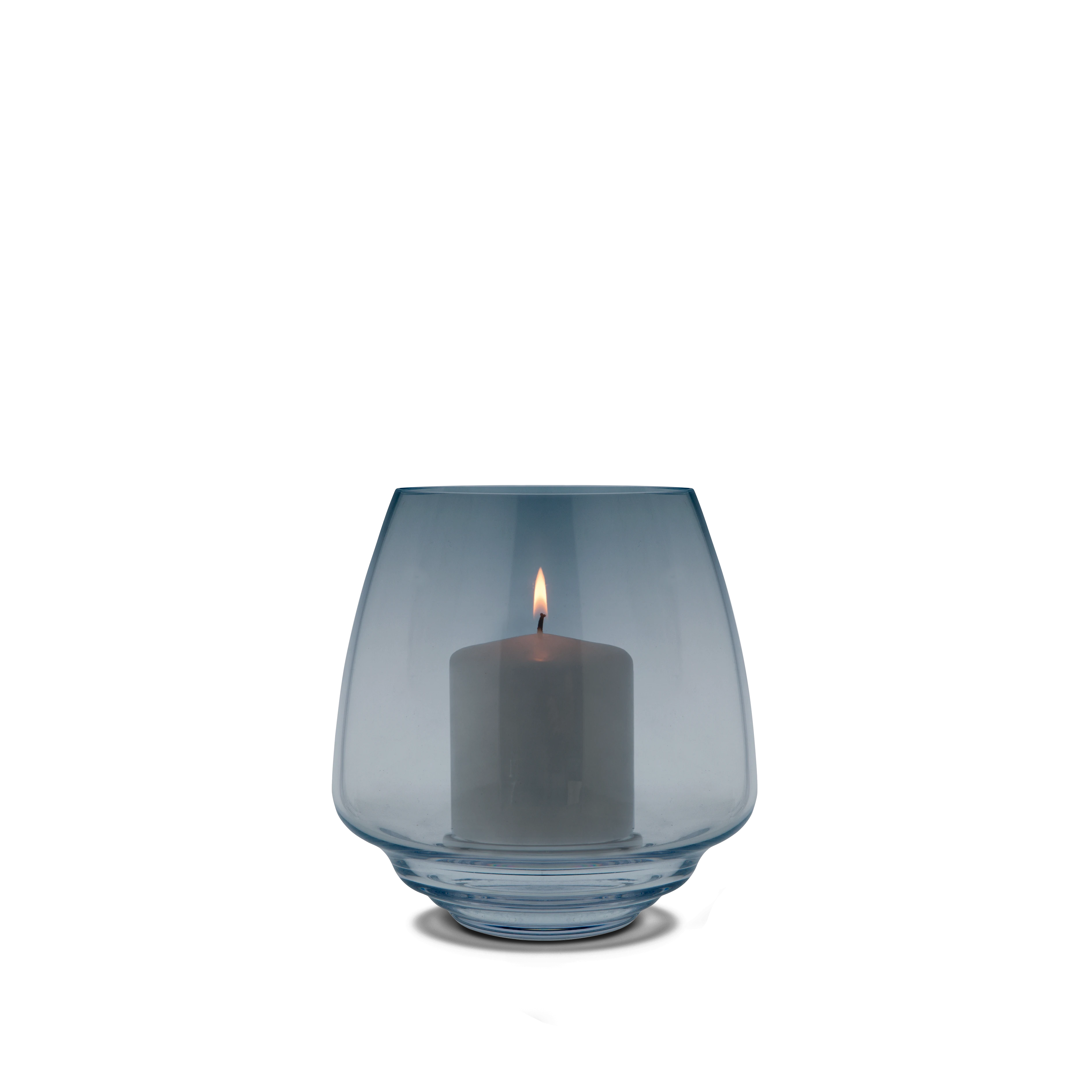 Block candle holder H18.5 from Holmegaard in Blue color, made of Glass