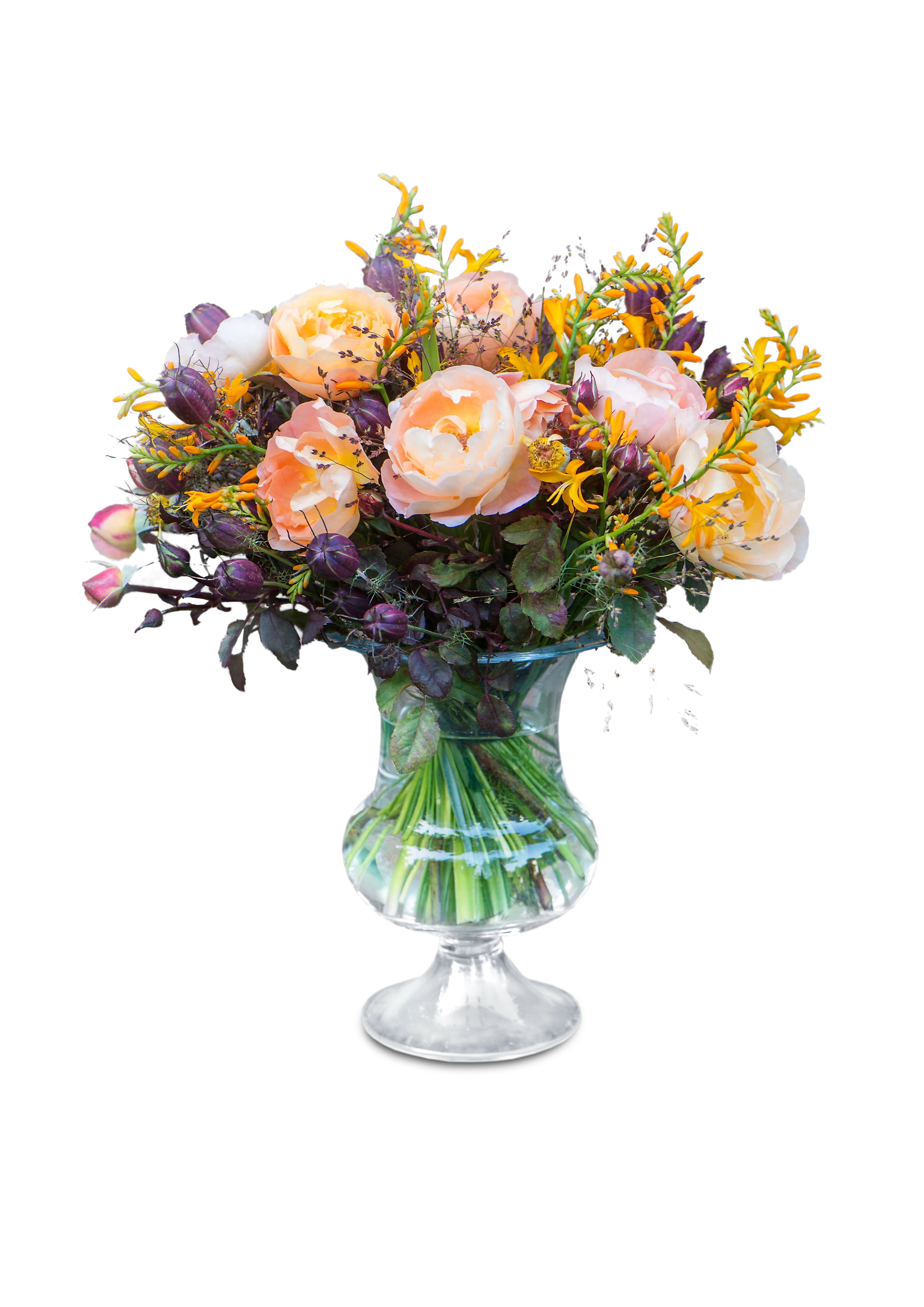 Vase H24 cm fra Holmegaard i fargen Klar, laget av Glass