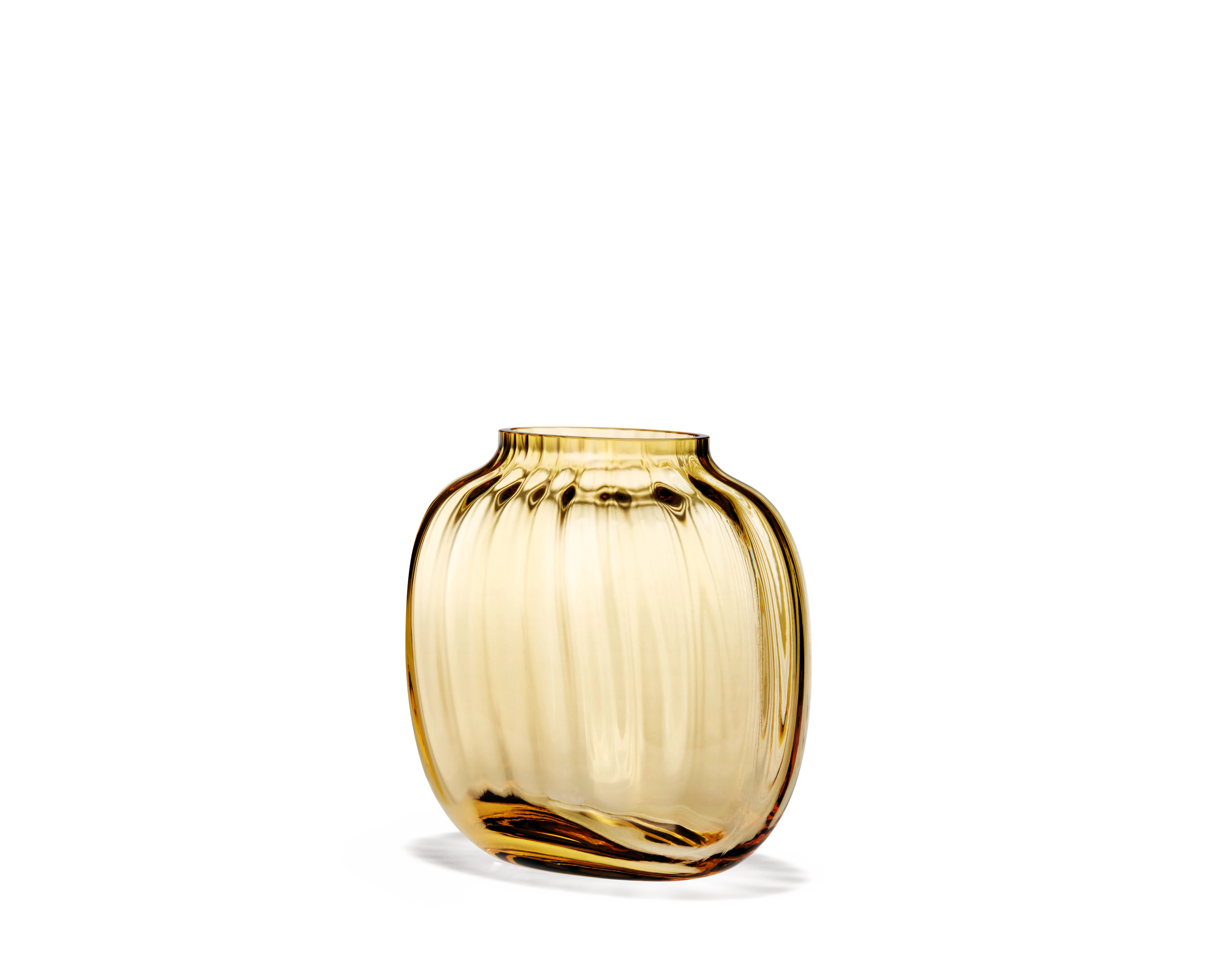 Oval Vas H12.5 cm från Holmegaard i färgen Amber, tillverkad av Glas