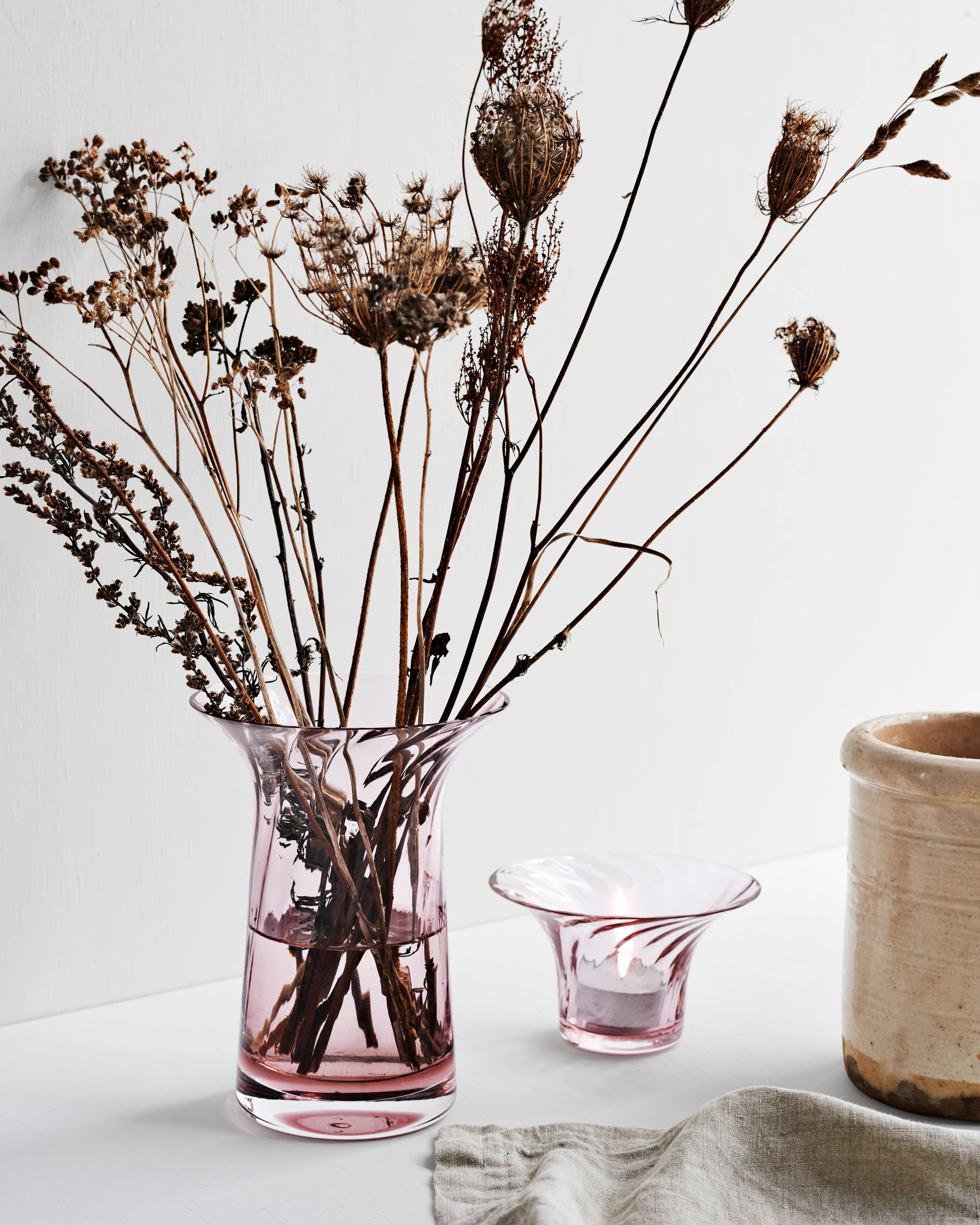 Optic Anniversary Tealight Holder Ø11 from Rosendahl in Blush color, made of Glass