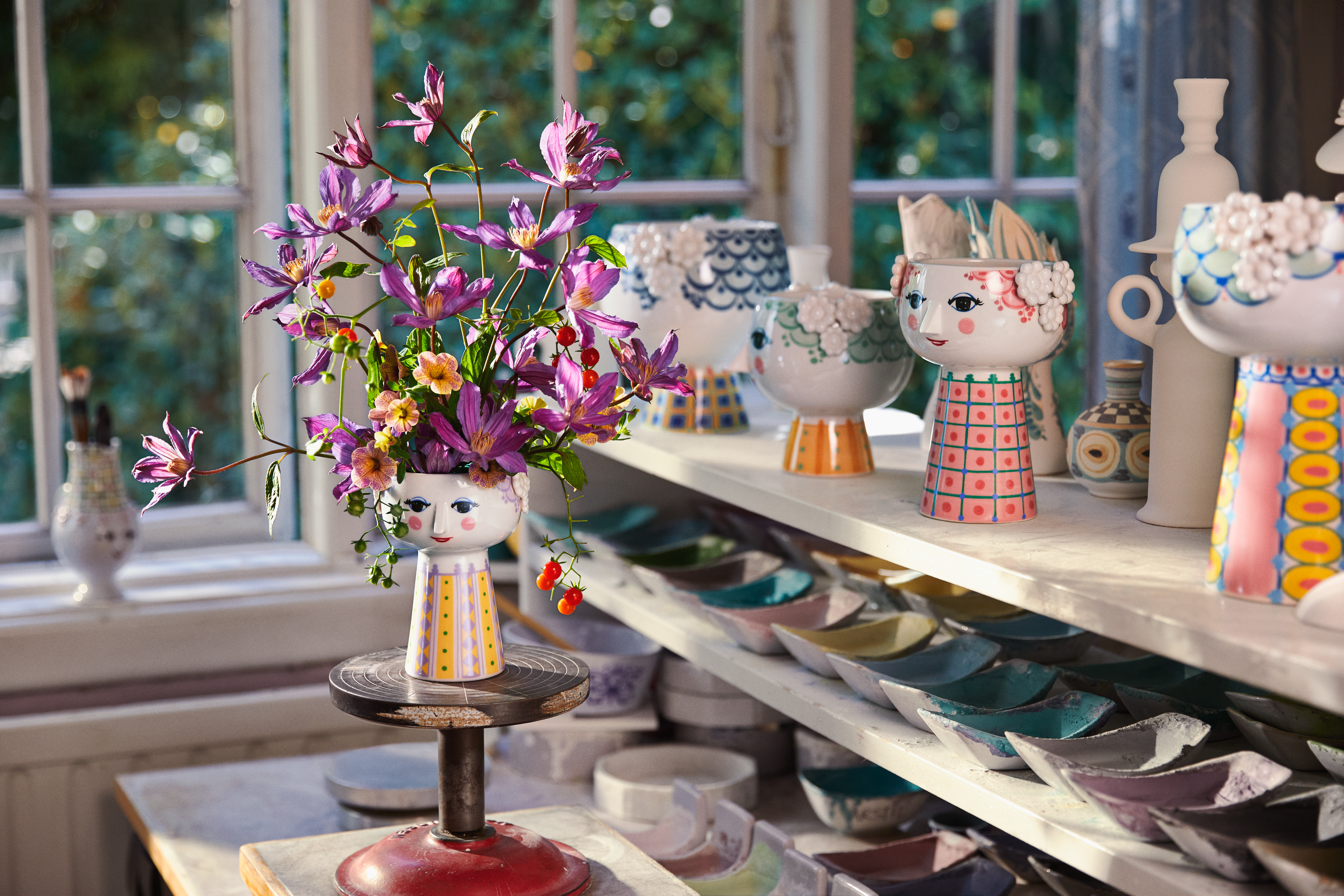 (美品) BJORN WIINBLAD EVA VASE 花瓶 高さ15cm北欧 Bjørn Wiinblad Vase H15 cm in Lavender from serie Eva