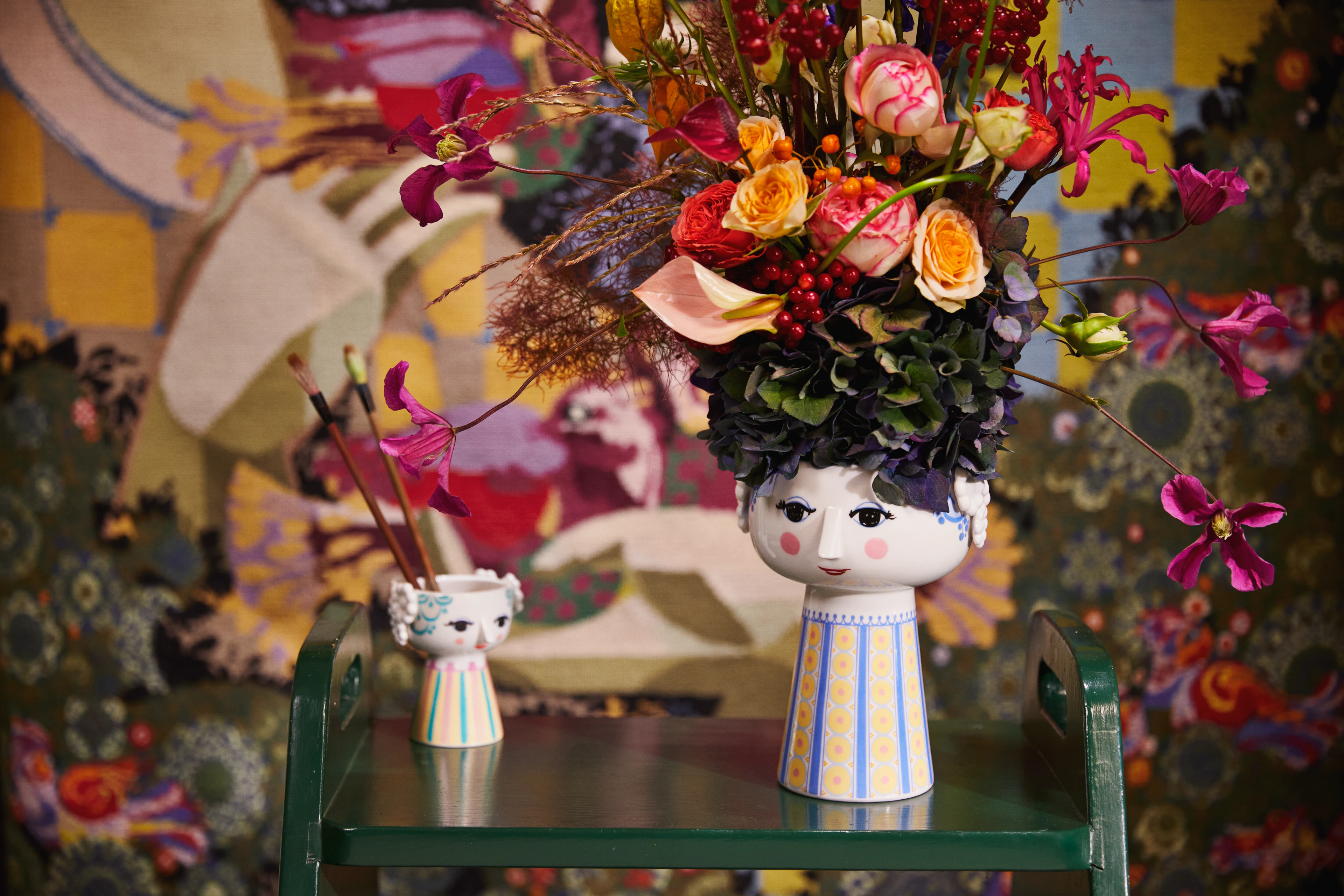 Vase H18.5 cm from Bjørn Wiinblad in Blue color, made of Ceramics