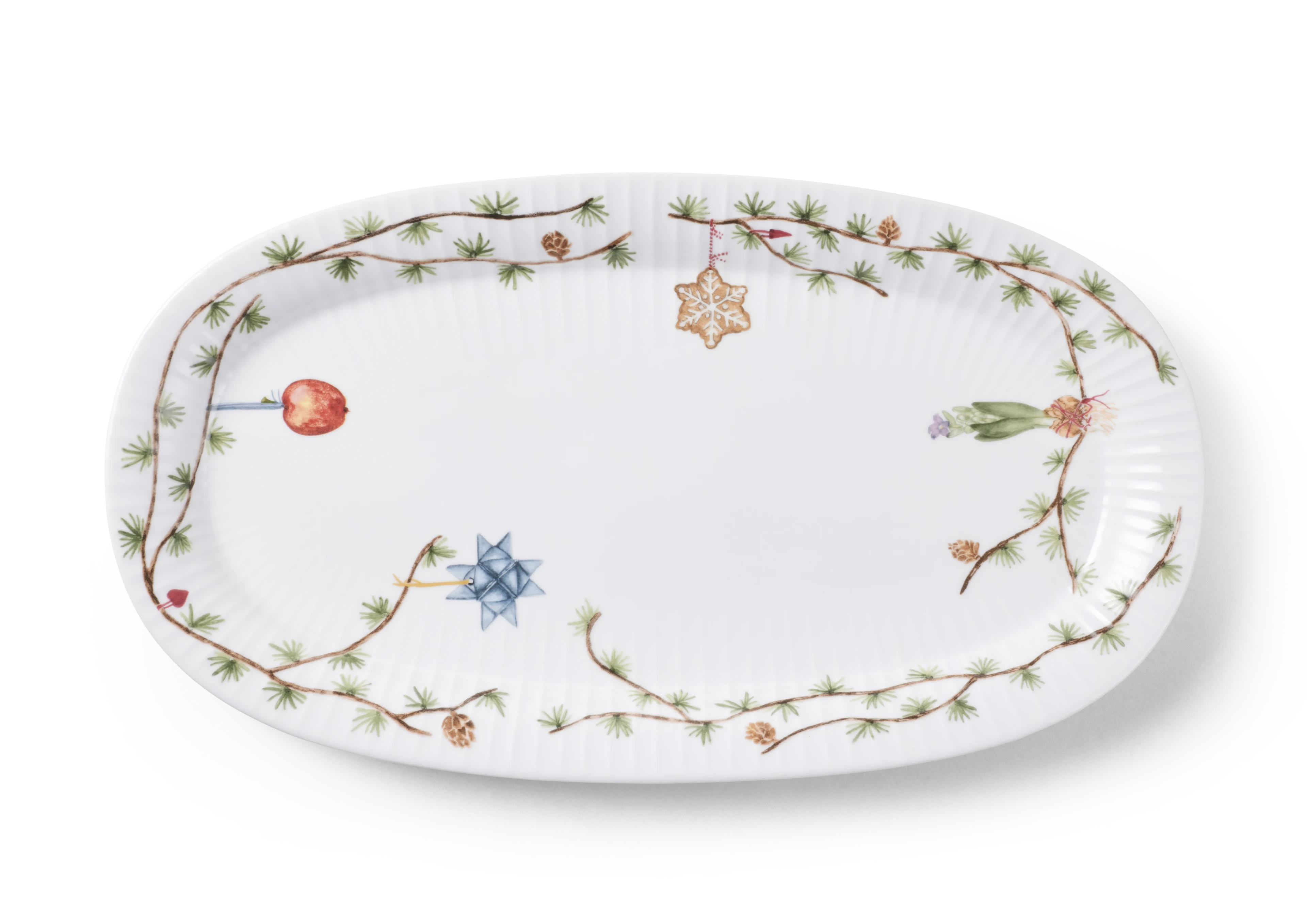 Oval serving dish 40x22.5 cm from Kähler  in White w. deco color, made of Ceramics