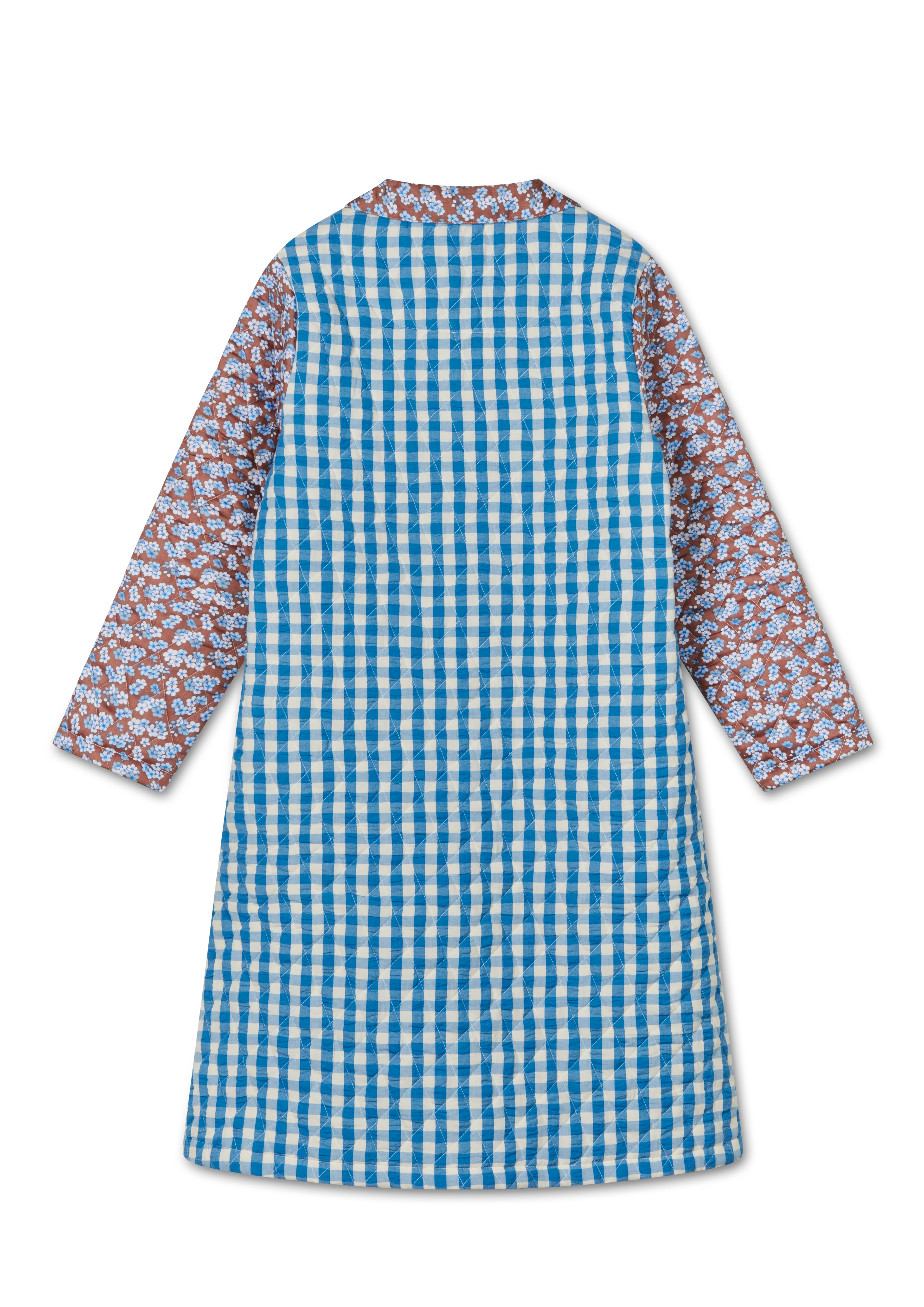 Beate coat M/L fra JUNA i farven Blå/Støvet rød, lavet af Bomuld