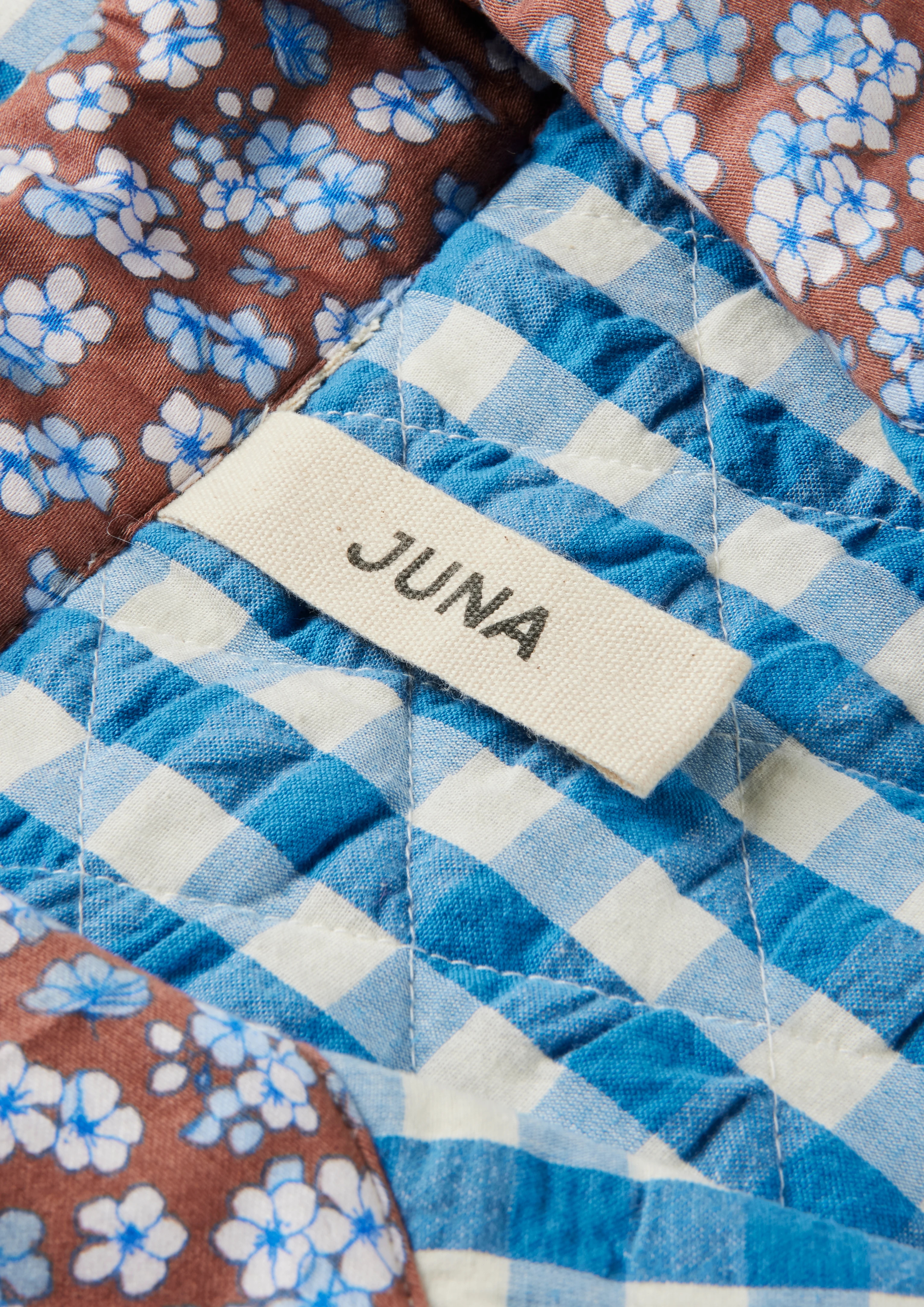 Beate coat M/L fra JUNA i farven Blå/Støvet rød, lavet af Bomuld