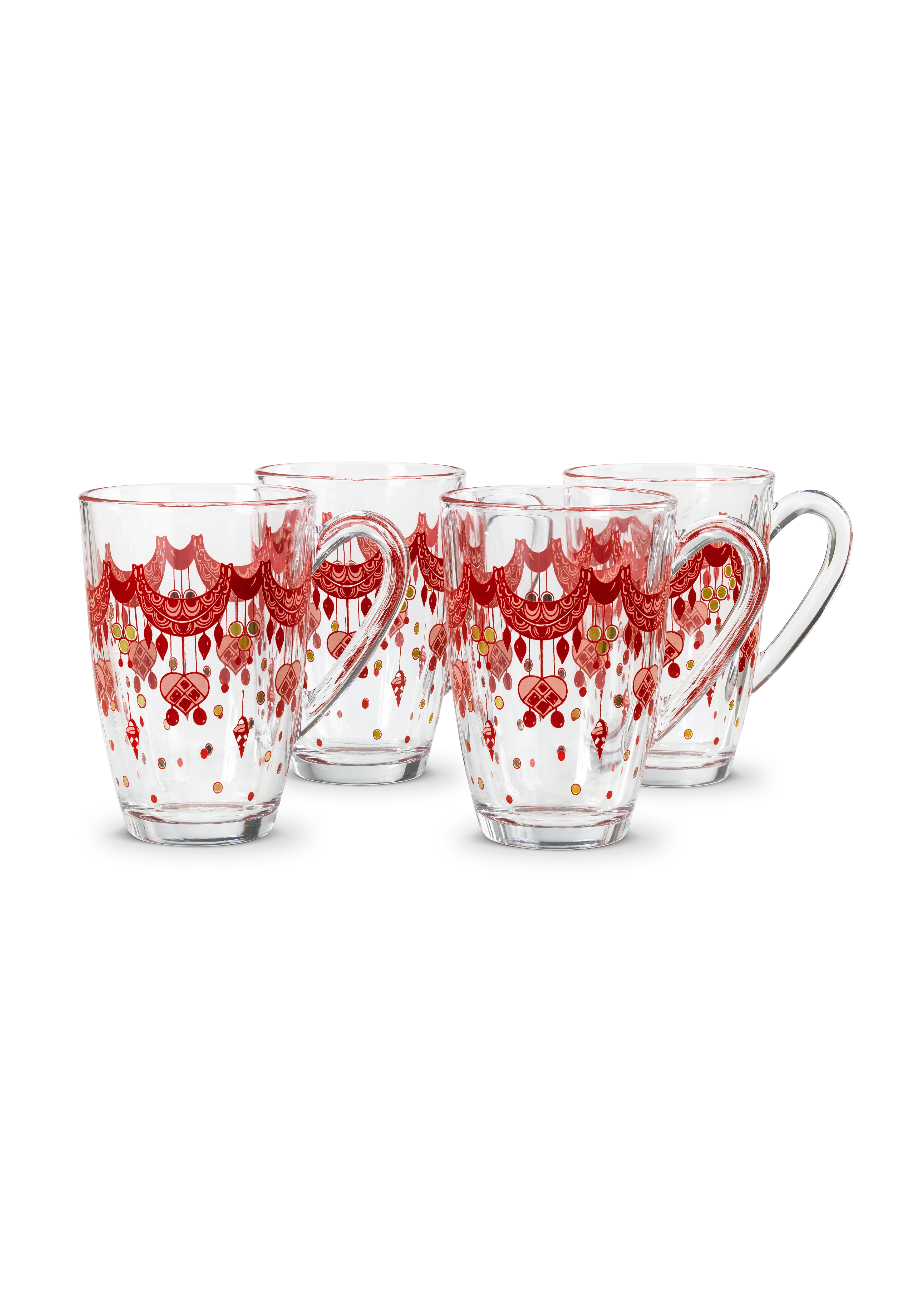 Weihnachts-Hot Drink Glas 24 cl 4 Stck. von Bjørn Wiinblad in der Farbe Rot, hergestellt aus Glas