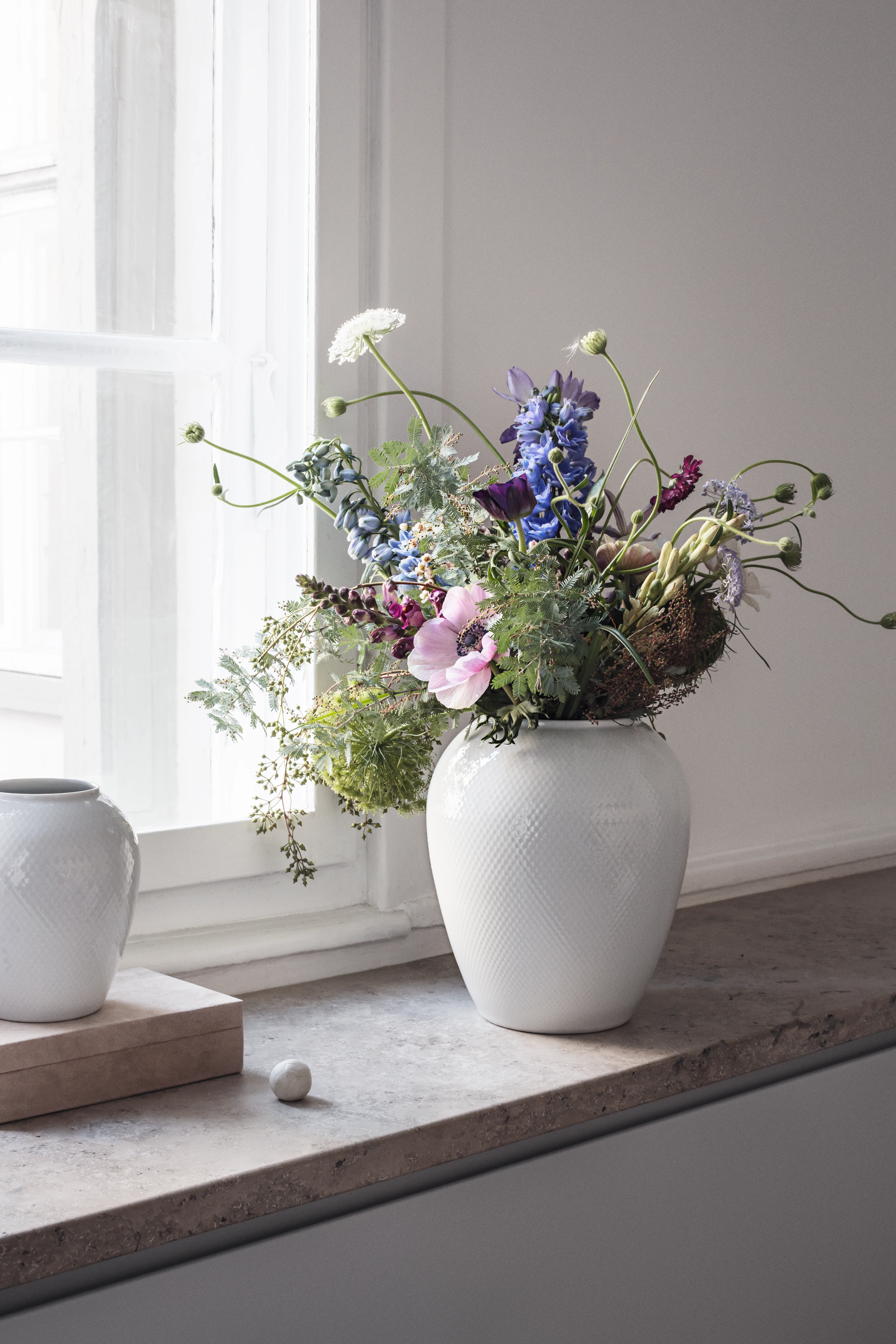 Vase H25 cm from Lyngby Porcelæn in White color, made of Ceramics