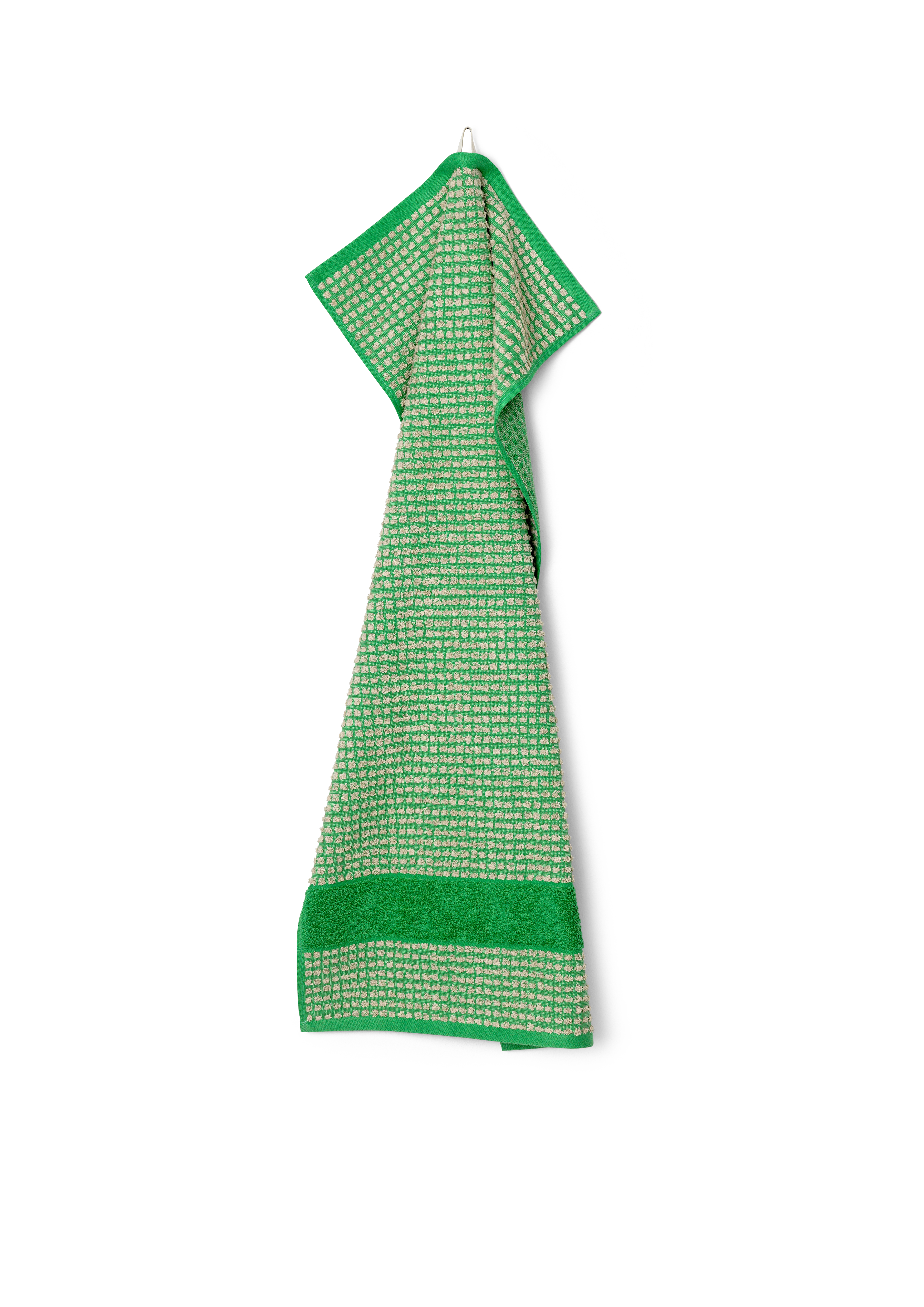 Towel 50x100 cm from JUNA in Green/Sand color, made of Cotton