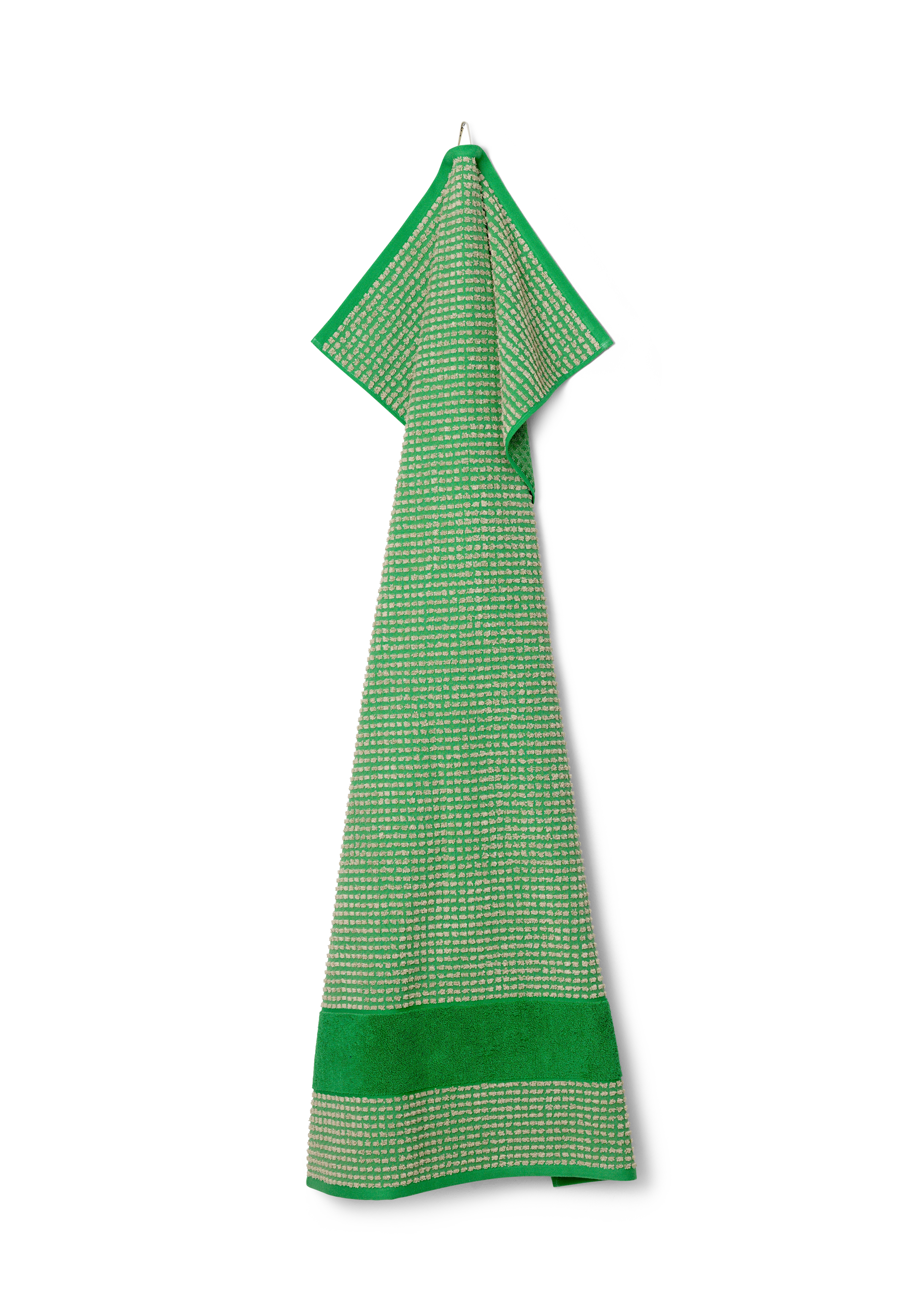 Towel 70x140 cm from JUNA in Green/Sand color, made of Cotton