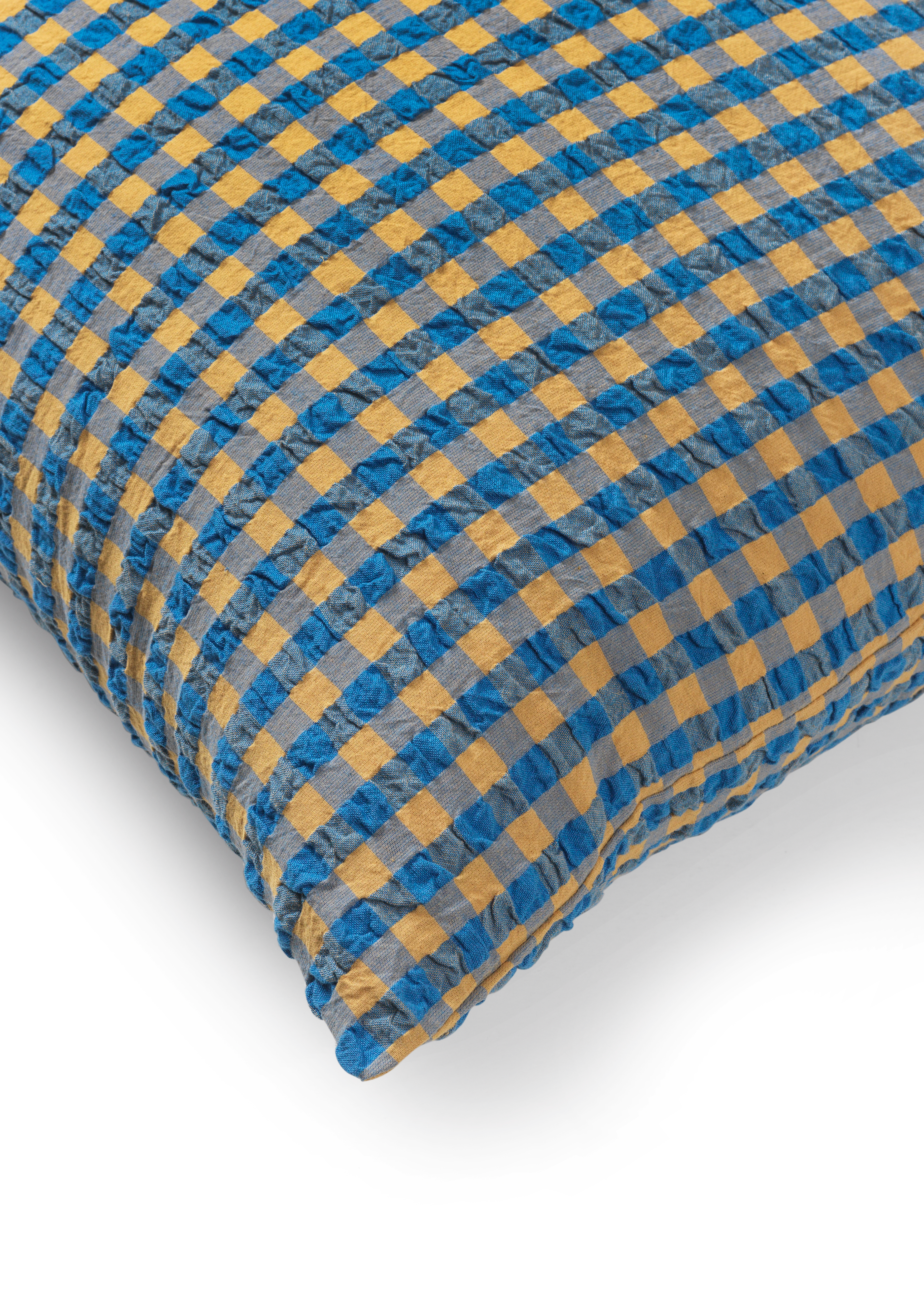 Pillowcase 63x60 cm from JUNA in Blue/Ochre color, made of Cotton