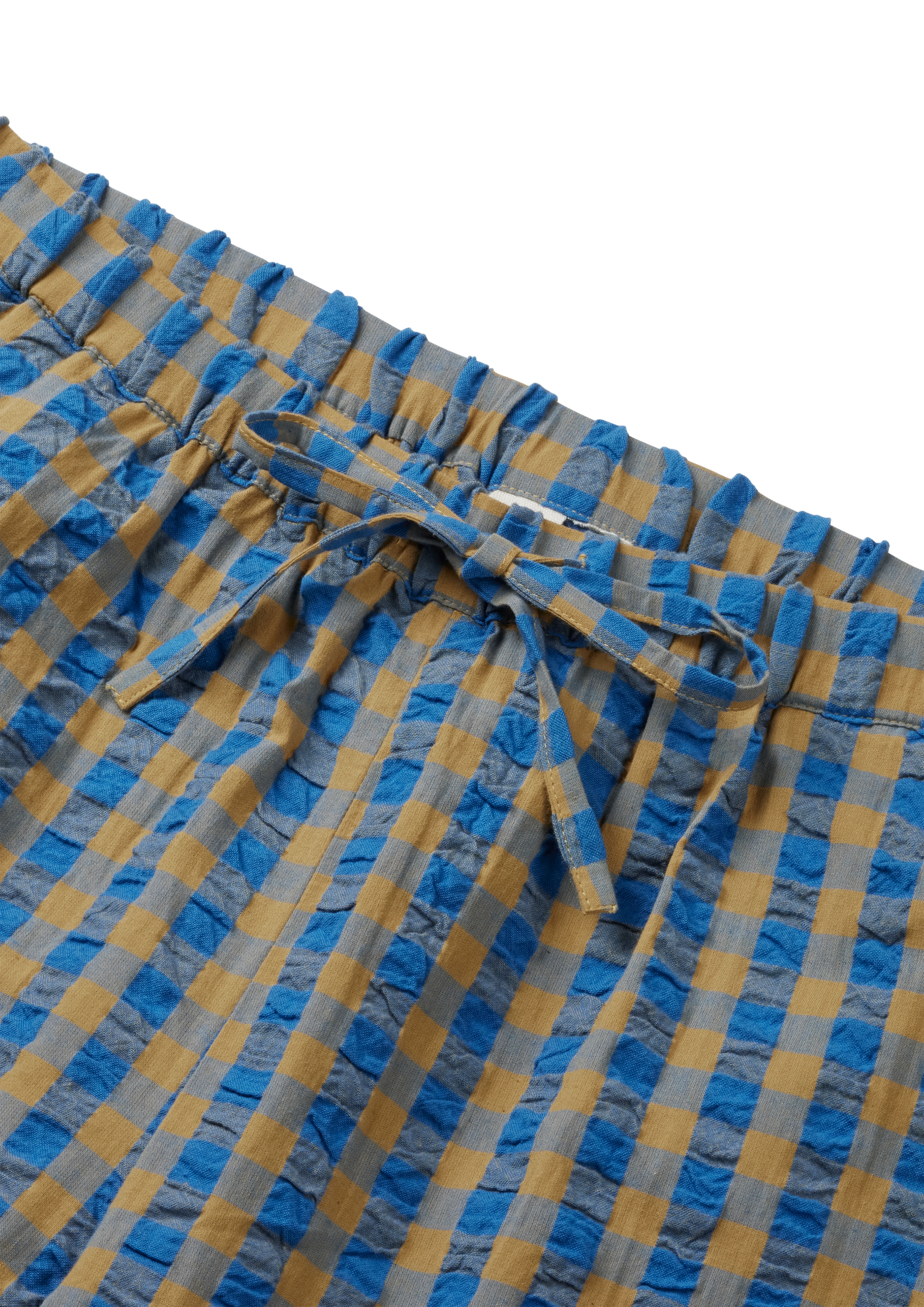 Barbara Pants M/L fra JUNA i farven Blå/Okker, lavet af Bomuld