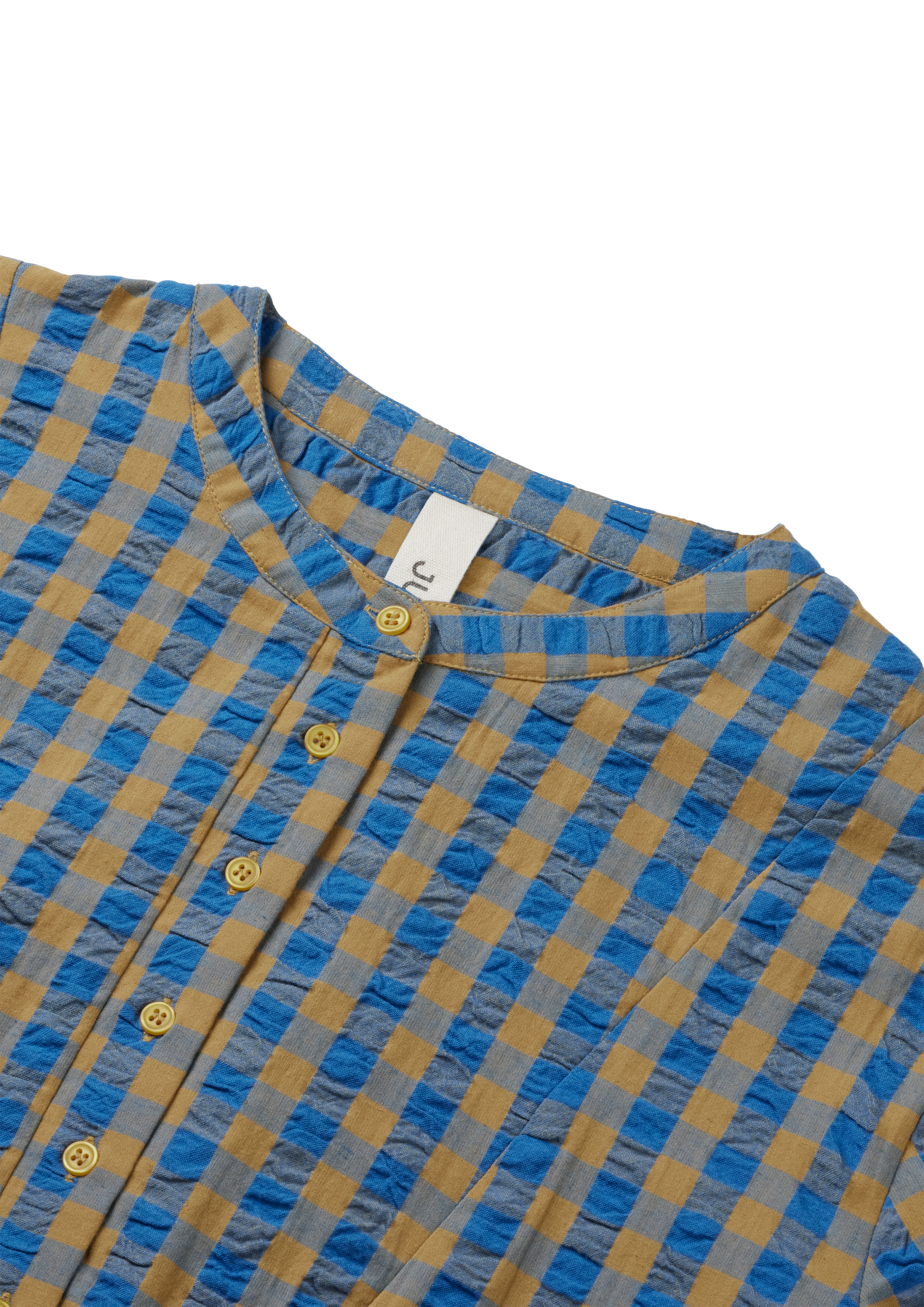 Sonja dress S/M fra JUNA i fargen Blå/Oker, laget av Bomull