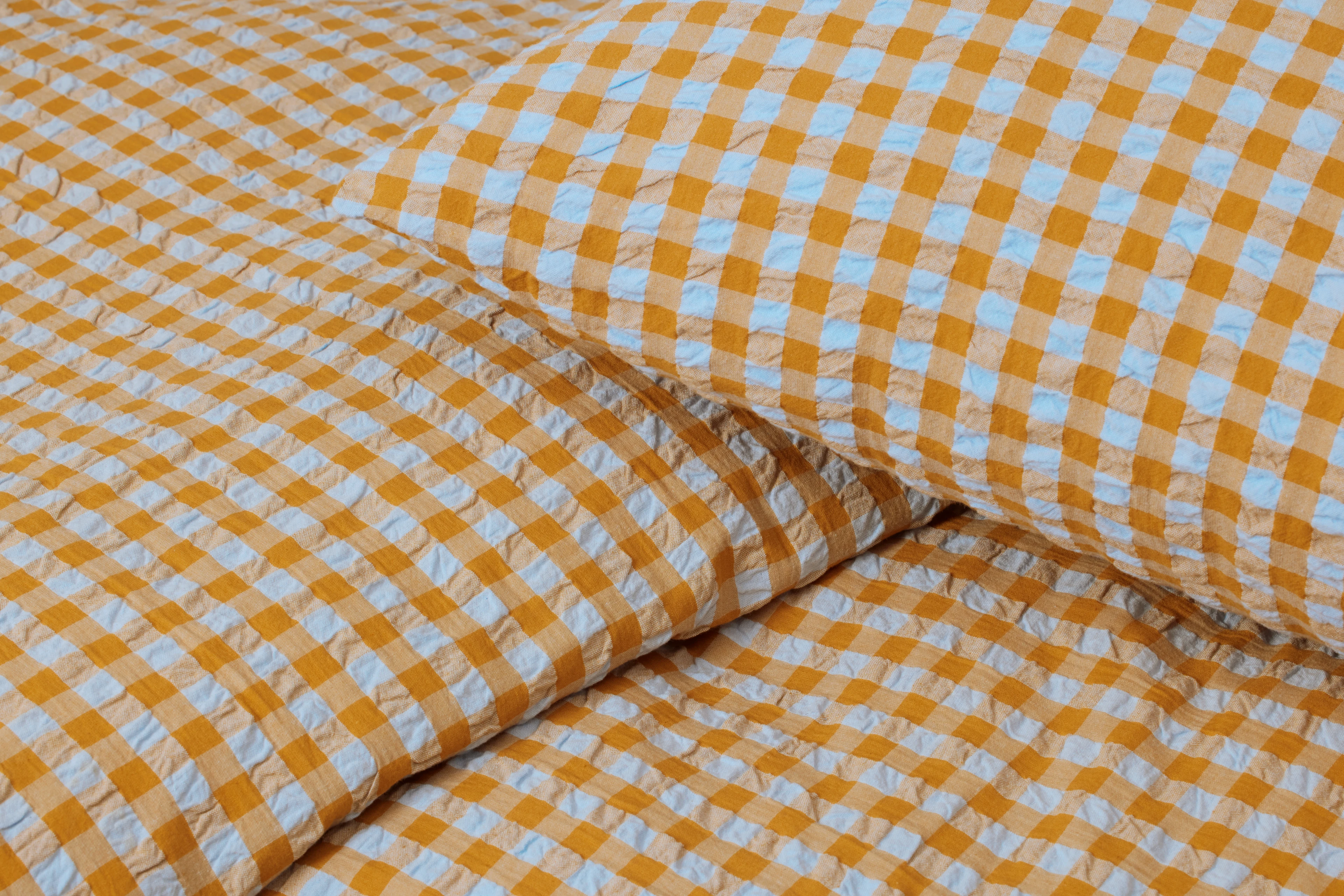 Bed linen 150x210 cm from JUNA in Light blue/Sand color, made of Cotton