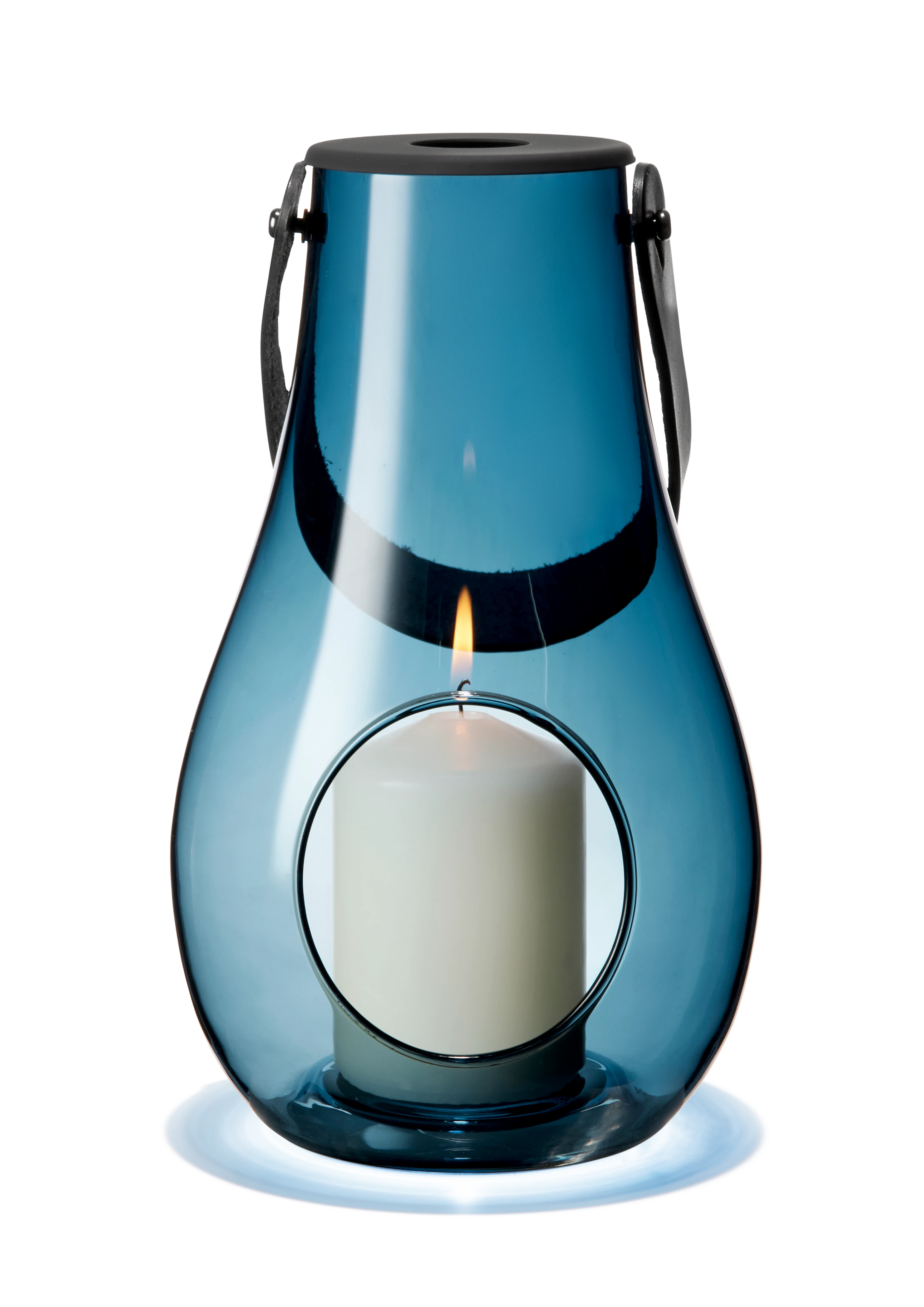 Lantern H25 cm from Holmegaard in Dark blue color, made of Glass