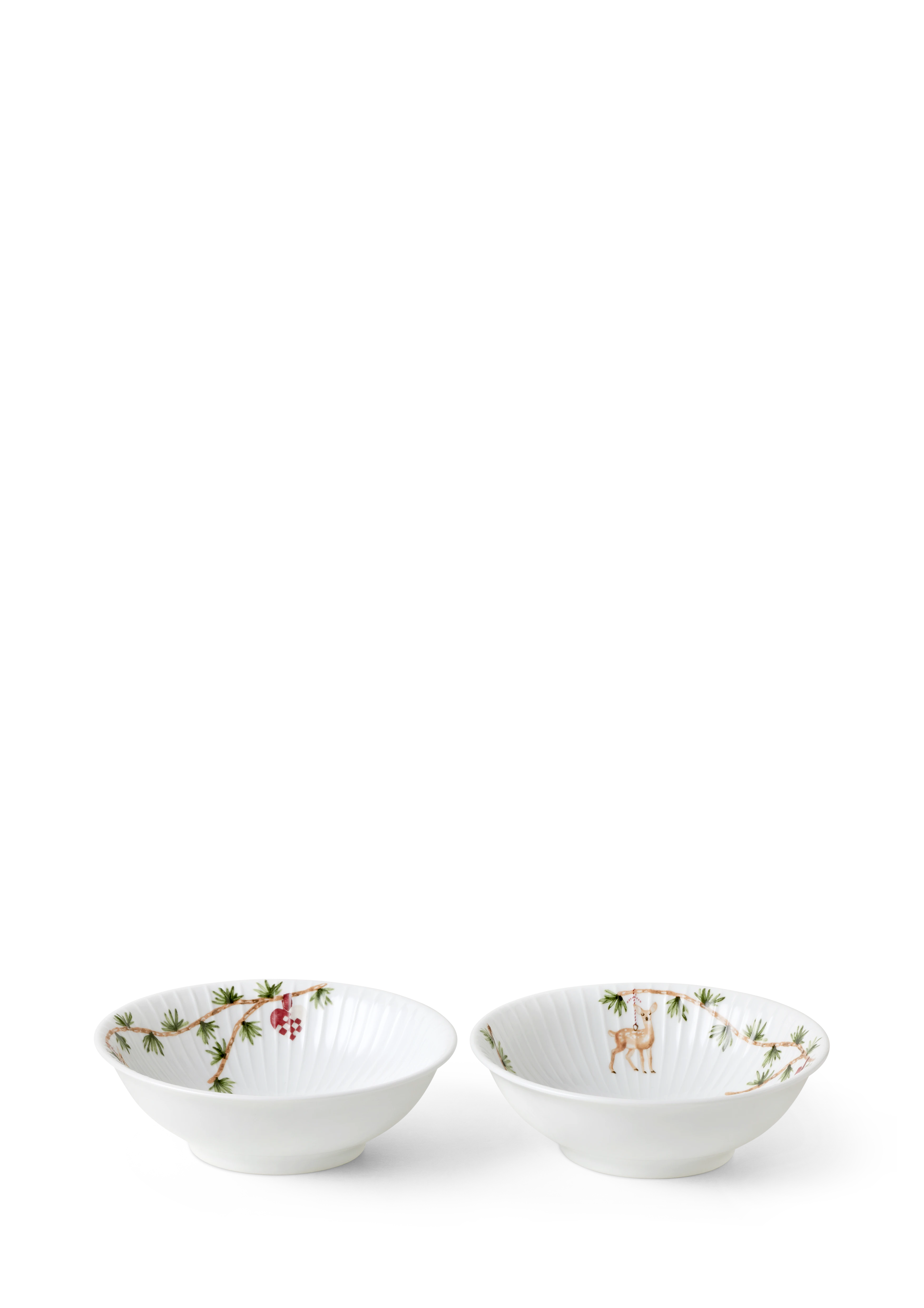 Skål Ø16 cm 2 stk. fra Kähler i farven Hvid m. deko, lavet af Keramik