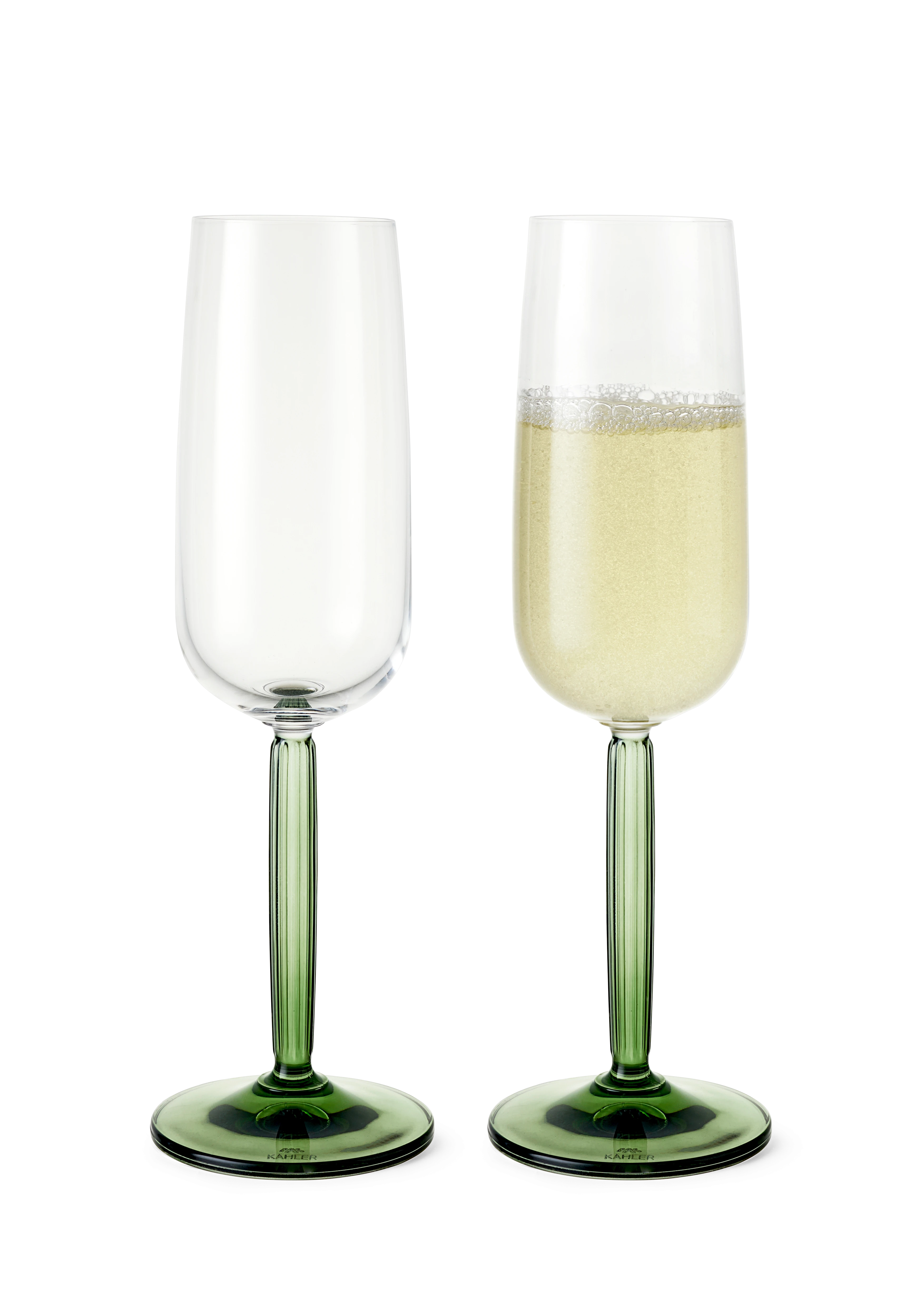 Champagne Glass 24 cl 2 pcs. from Kähler  in Green color, made of Glass