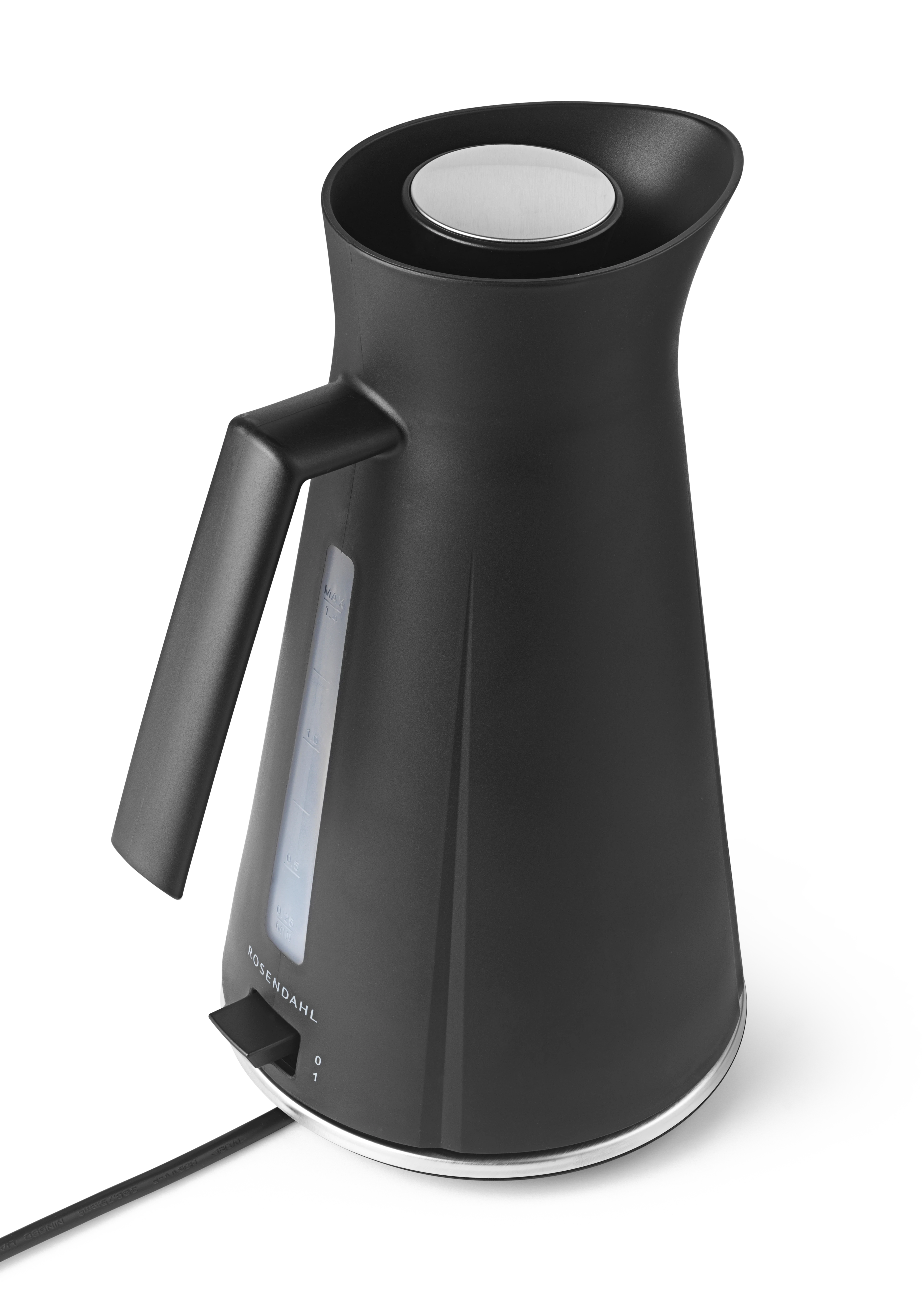 Electric kettle 1,4 l from Rosendahl in Black/Steel color, made of Plastic
