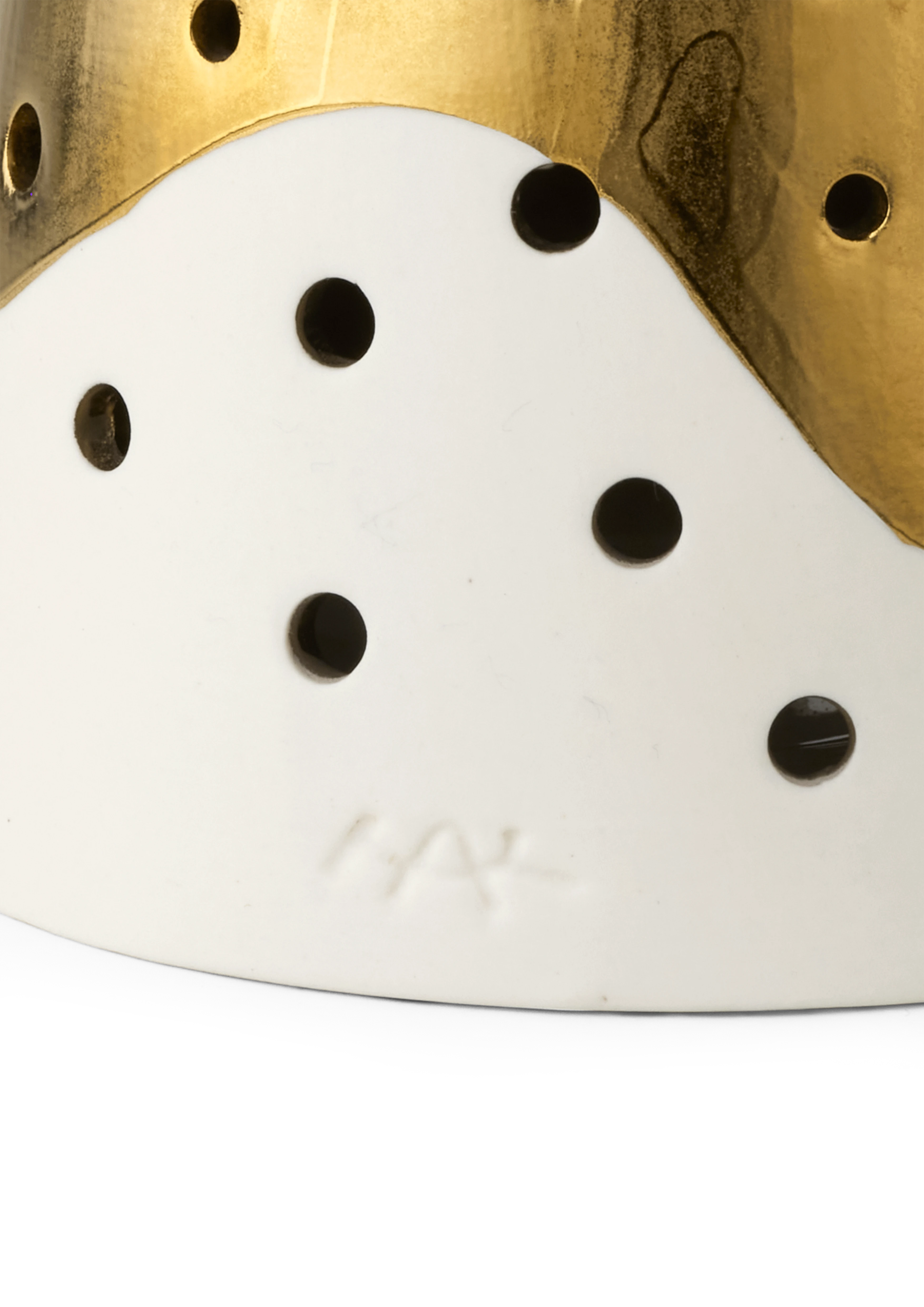 Tealight holder high H30 cm from Kähler  in Gold color, made of Ceramics