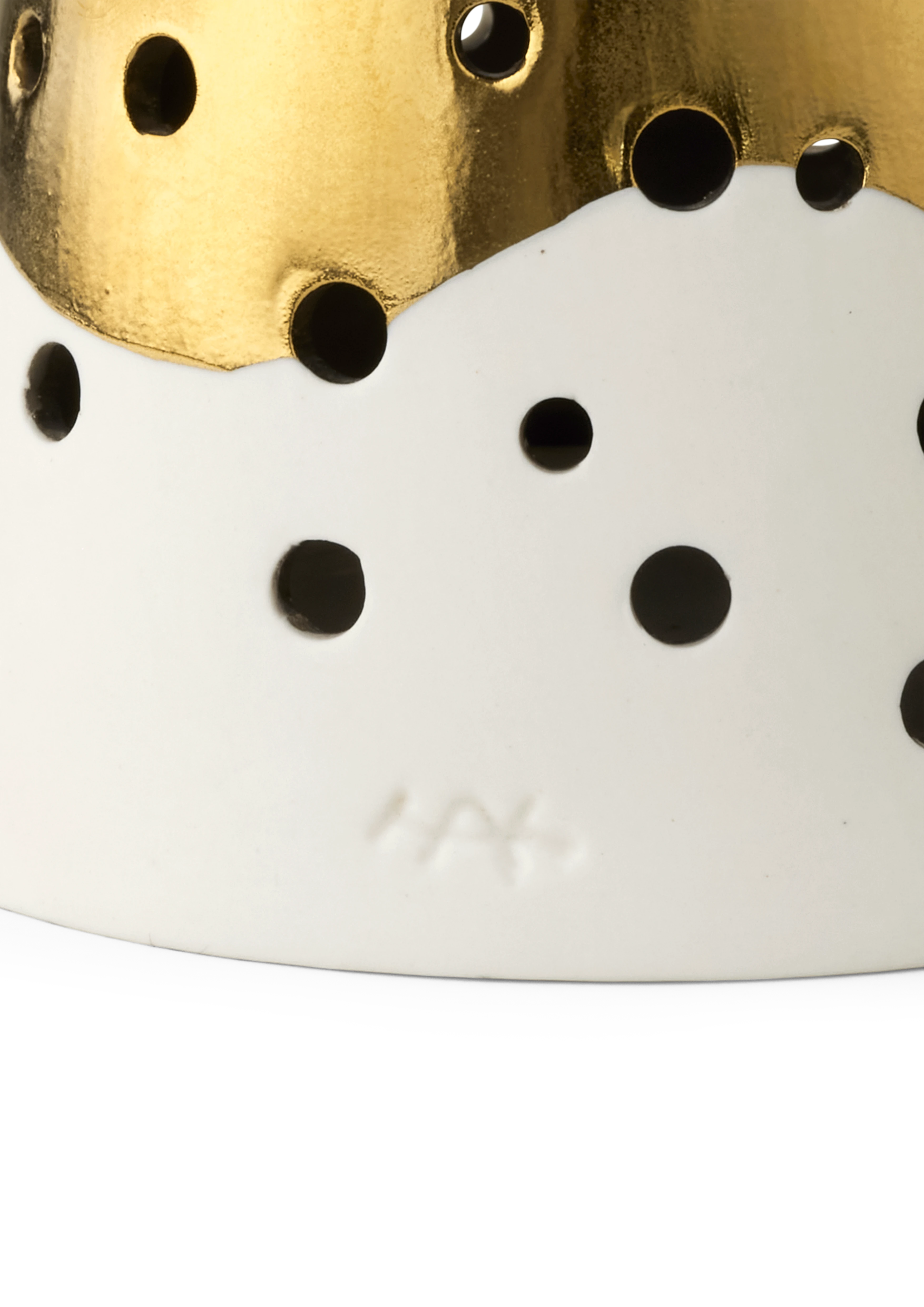 Tealight holder high H25.5 cm from Kähler  in Gold color, made of Ceramics