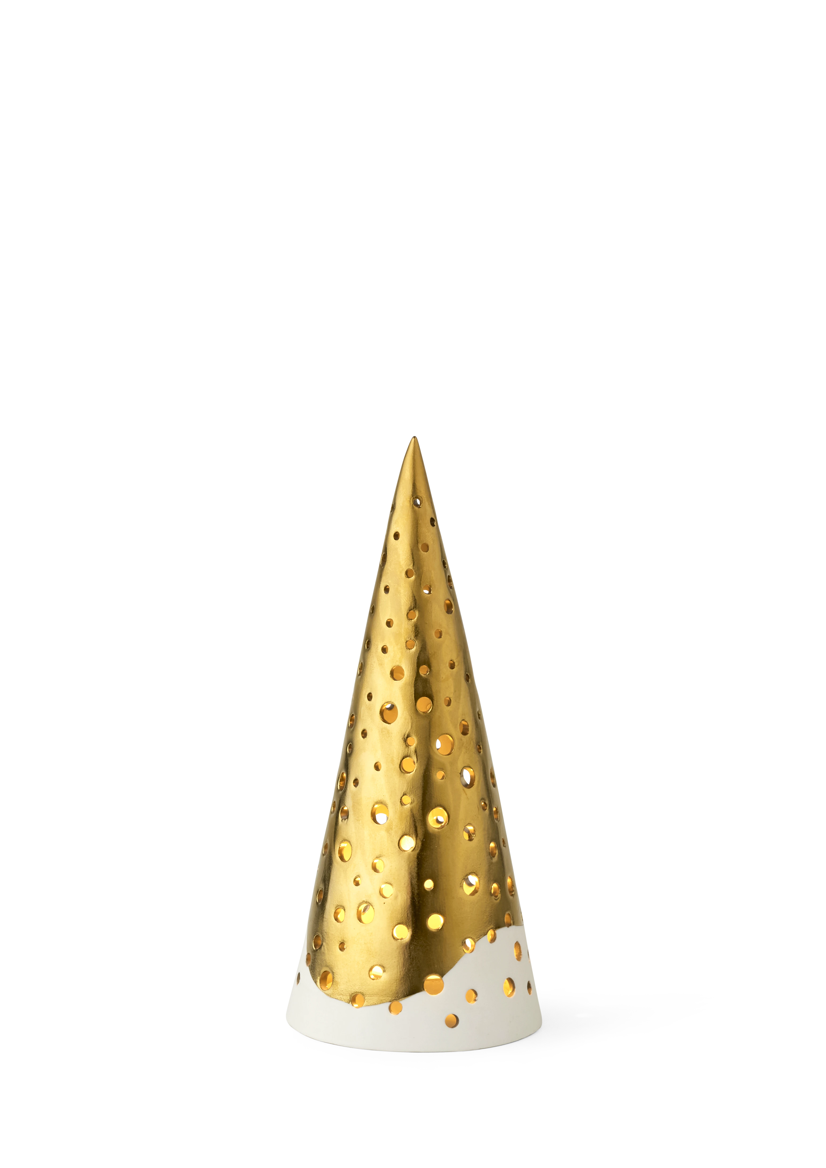 Tealight holder high H19 cm from Kähler in Gold color, made of Ceramics