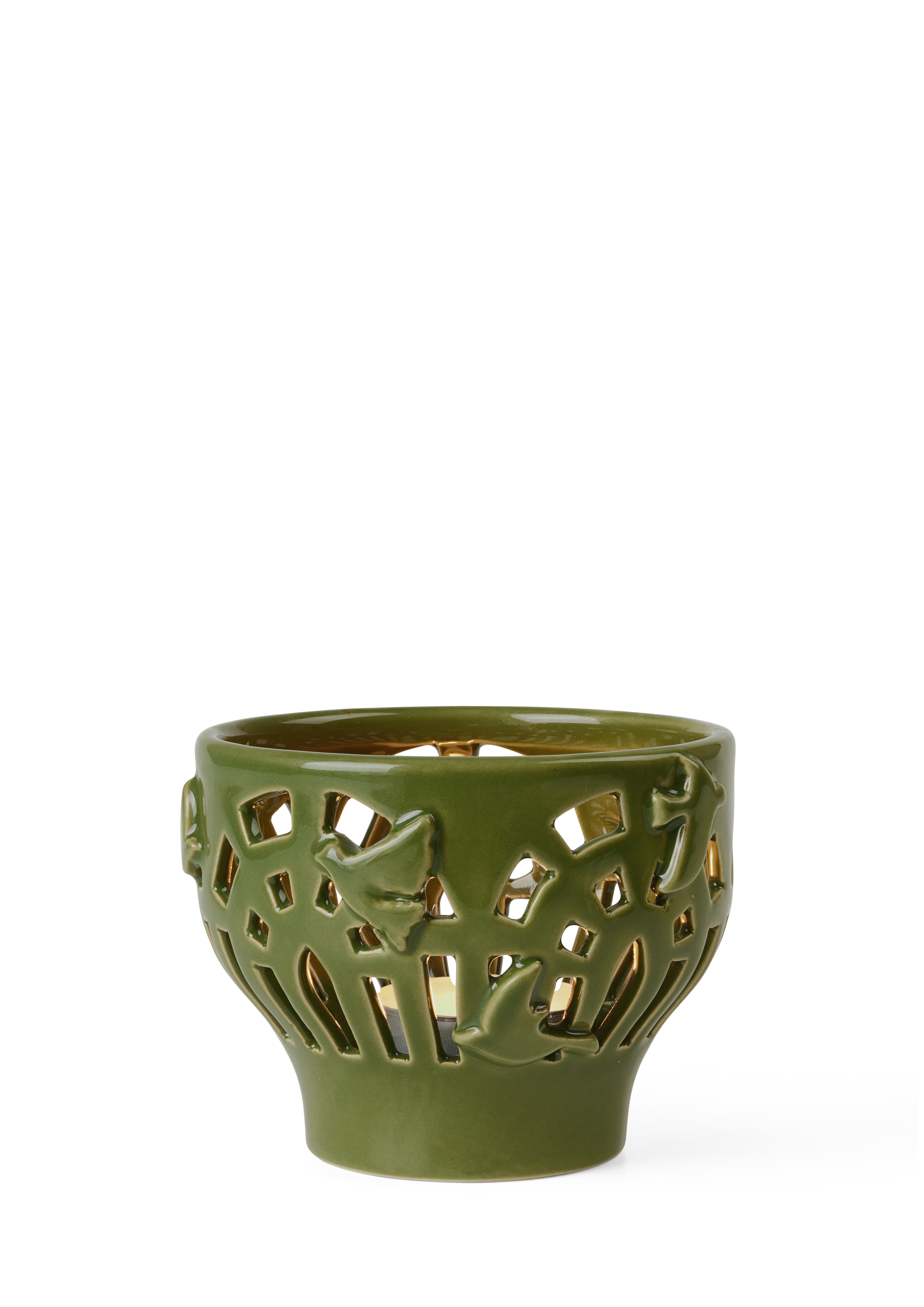 Telyslykt Ø9.5 cm fra Kähler i fargen Green garden, laget av Keramikk