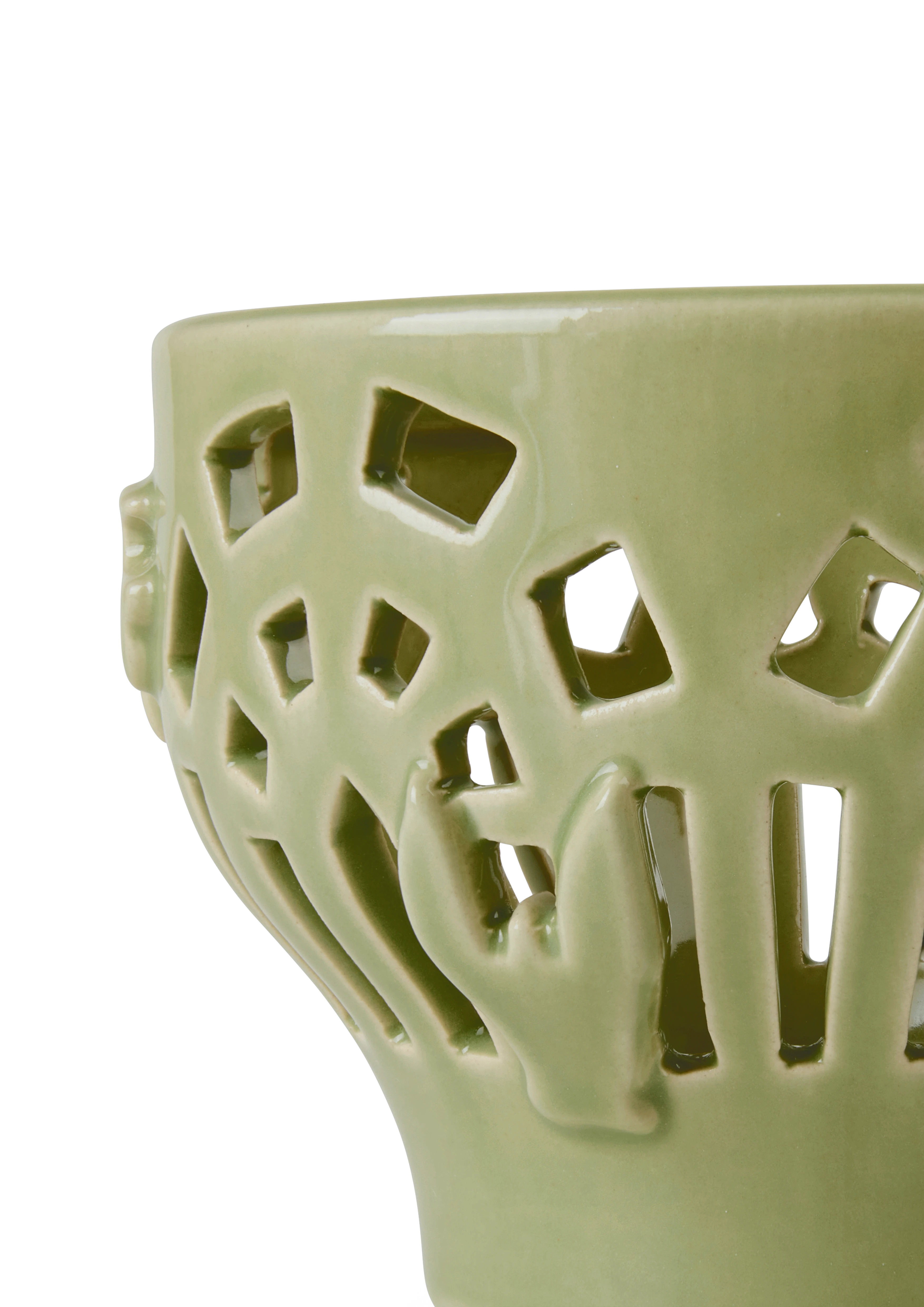 Tealight holder Ø9.5 cm from Kähler  in Spring leaf color, made of Ceramics