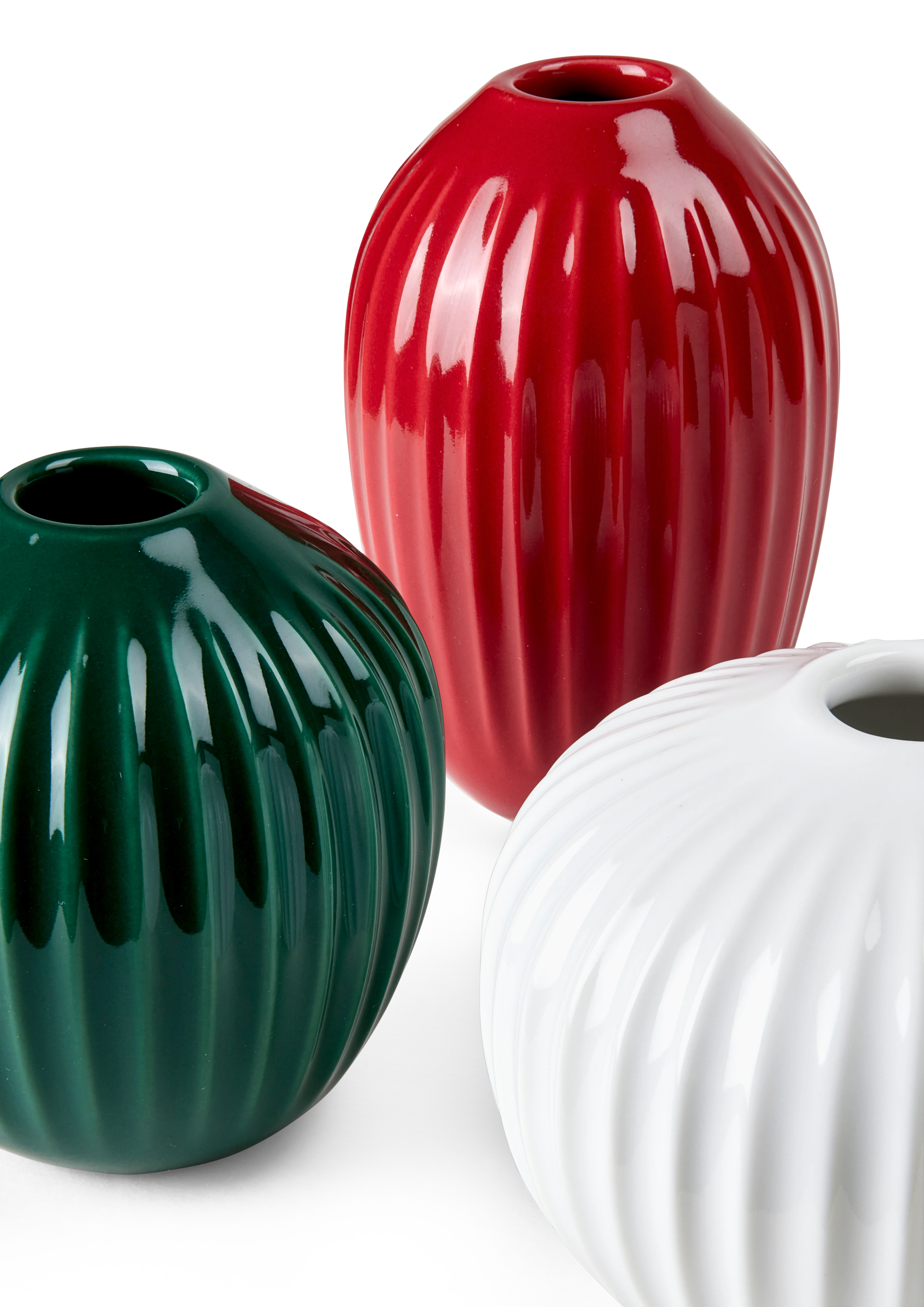 Vase miniature 3 stk. fra Kähler i farven Rød/Grøn/Hvid, lavet af Keramik