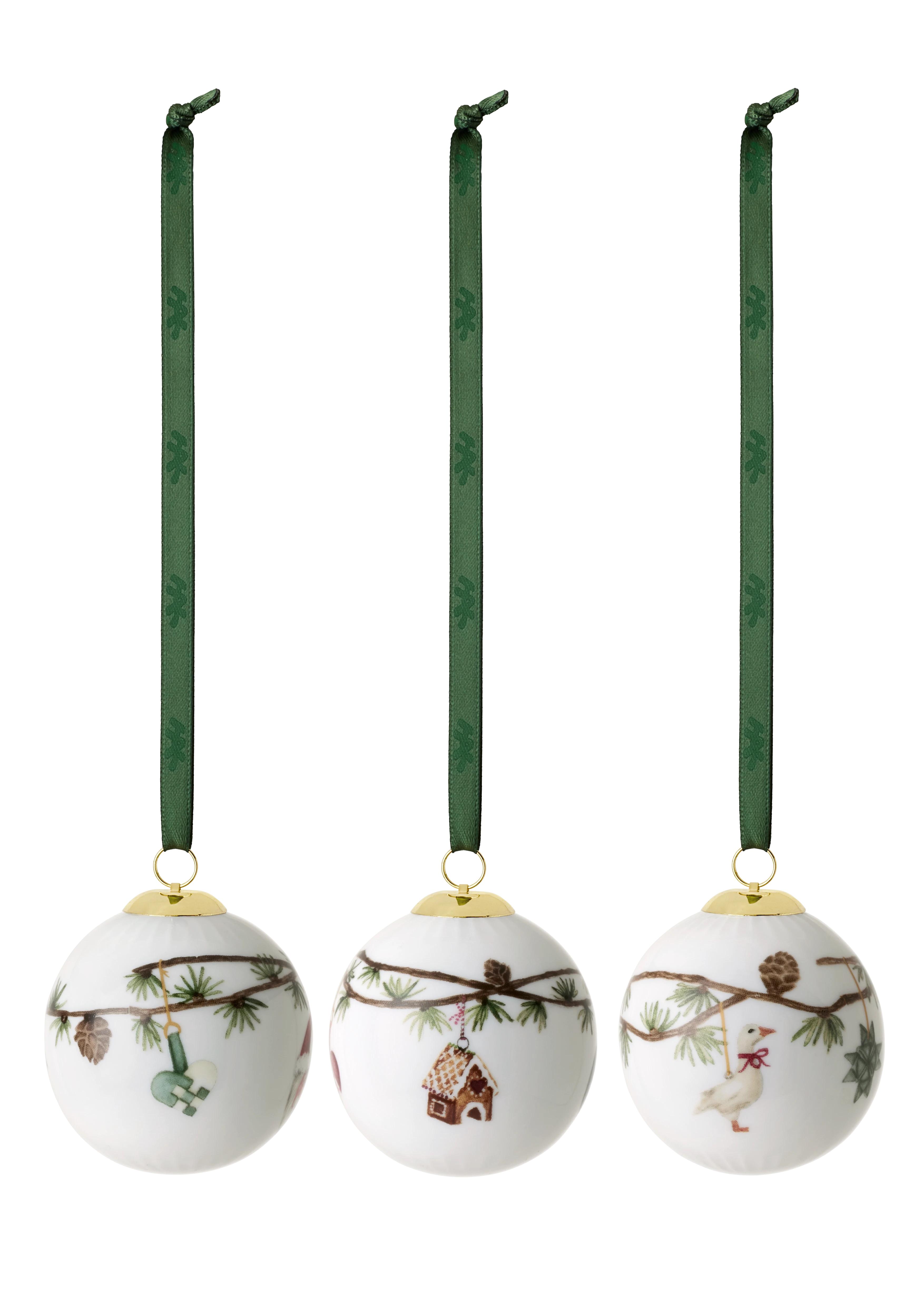 Bauble Ø6 cm 3 pcs. from Kähler  in White w. deco color, made of Ceramics