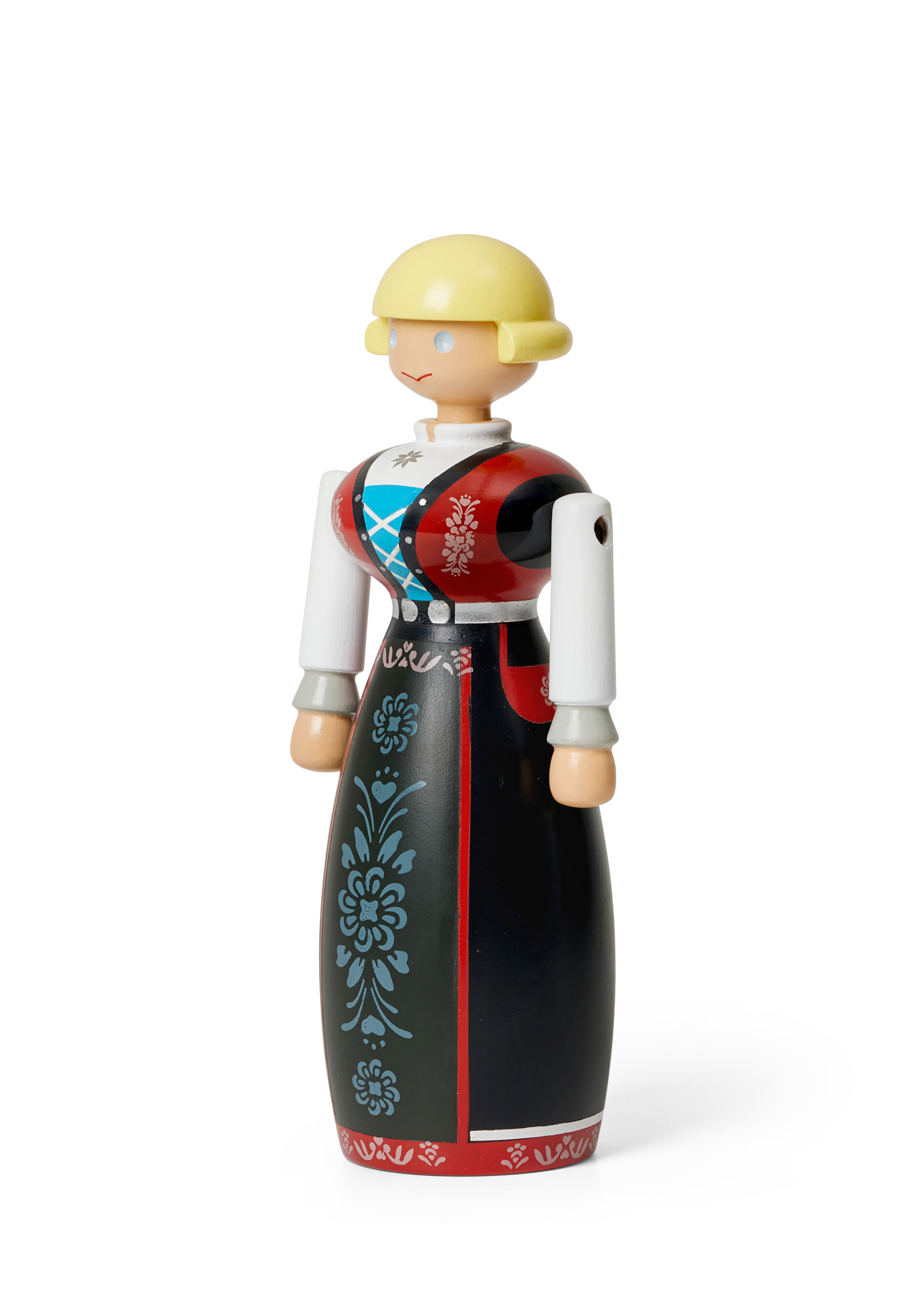 Woman Norwegian Bunad H18 cm from Kay Bojesen in Black/Red/White color, made of Wood