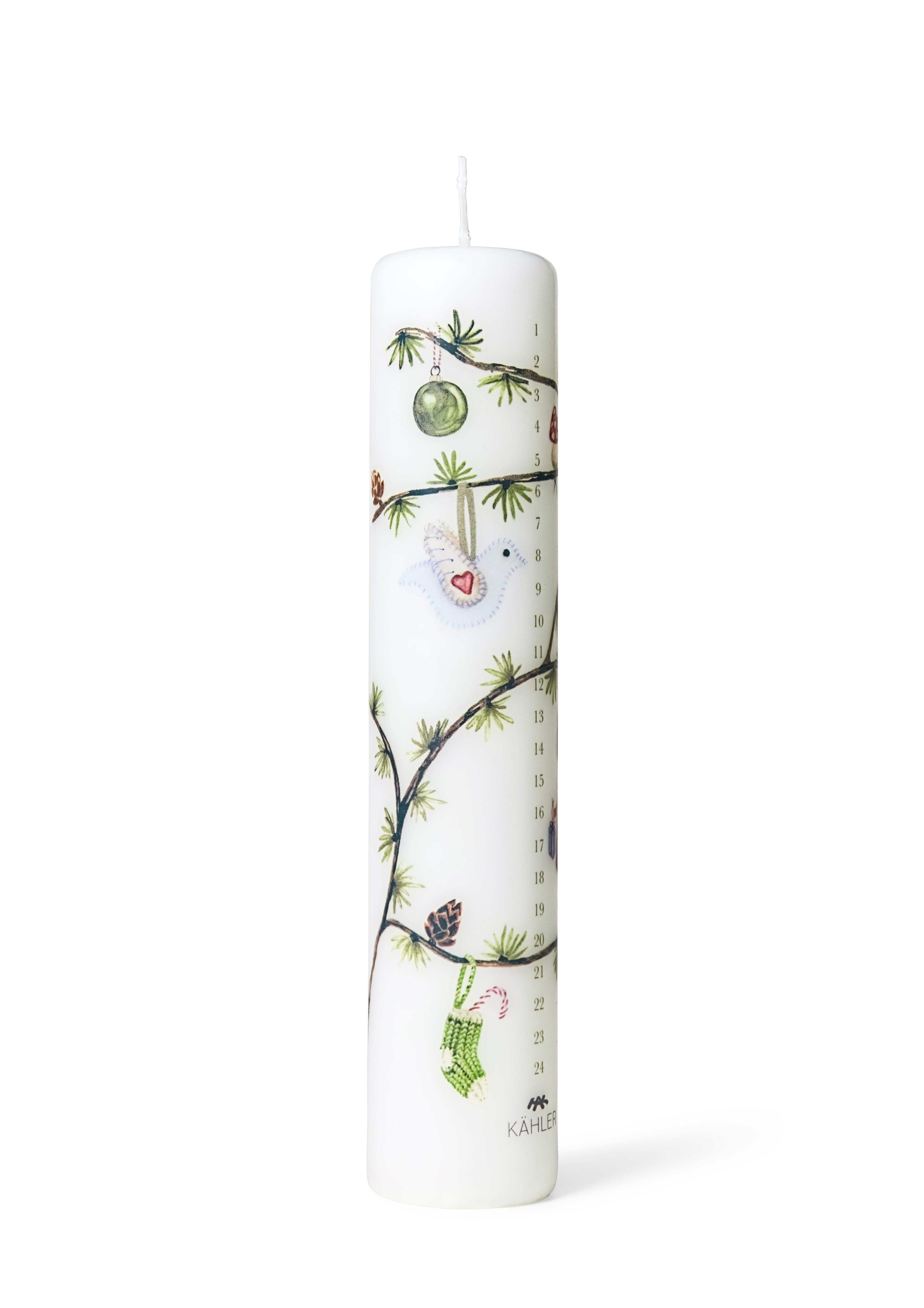 Advent Candle 2023 Ø5 cm from Kähler  in White w. deco color, made of Paraffin