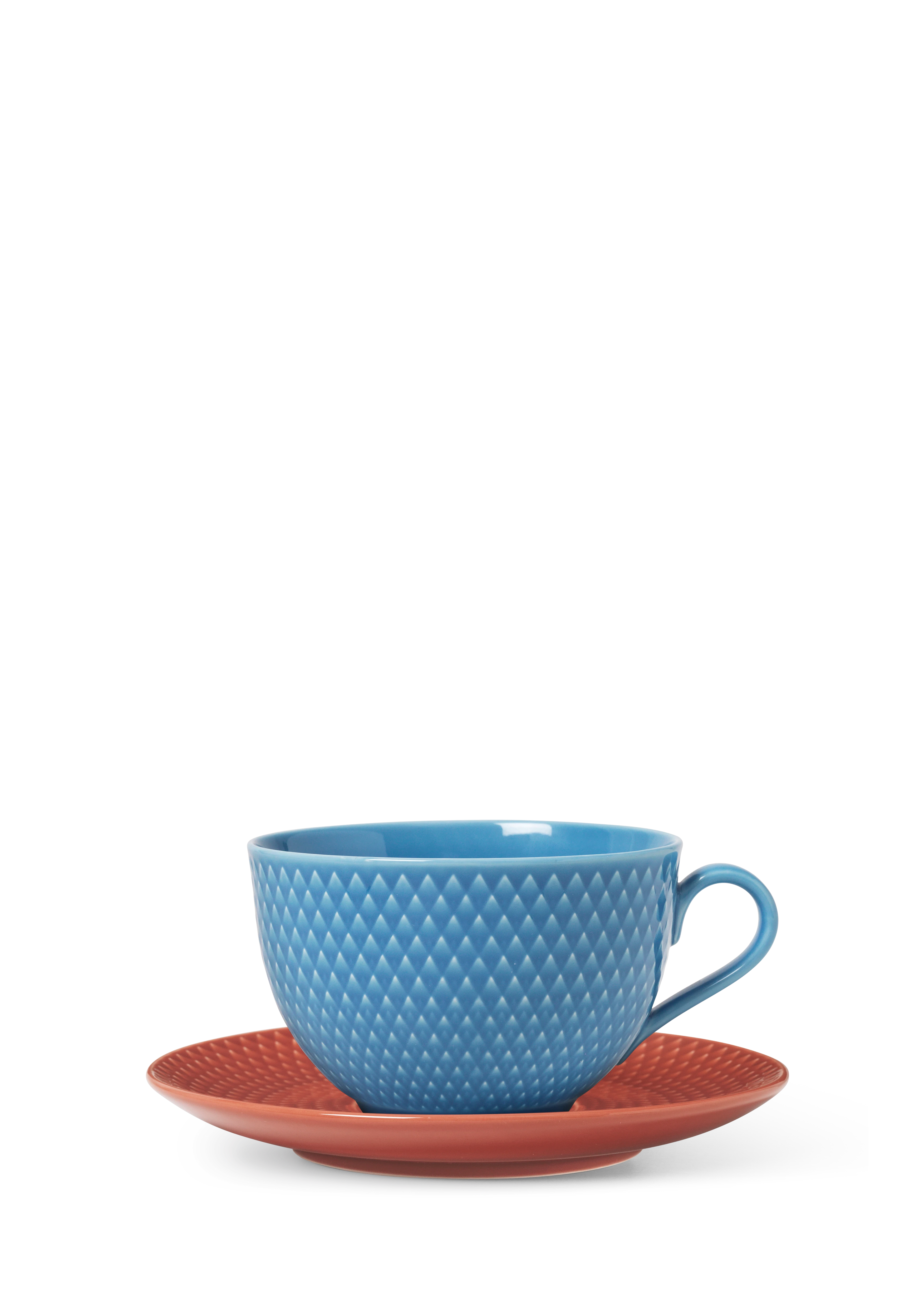 Tekopp med skål 39 cl fra Lyngby Porcelæn i fargen Blå/Terracotta, laget av Keramikk