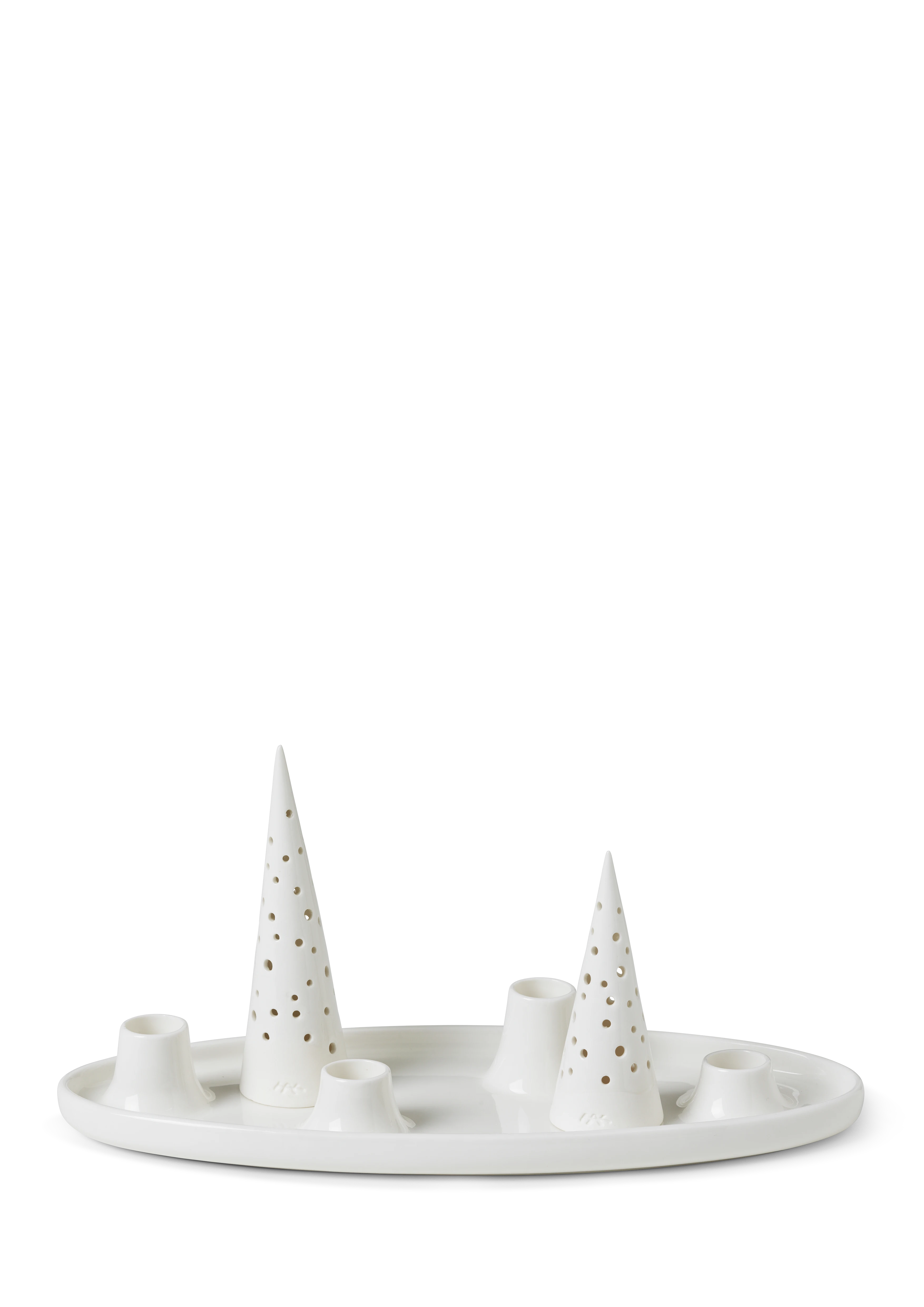 Ovaler Adventskranz 33x13 cm von Kähler in der Farbe Schnee Weiss, hergestellt aus Keramik