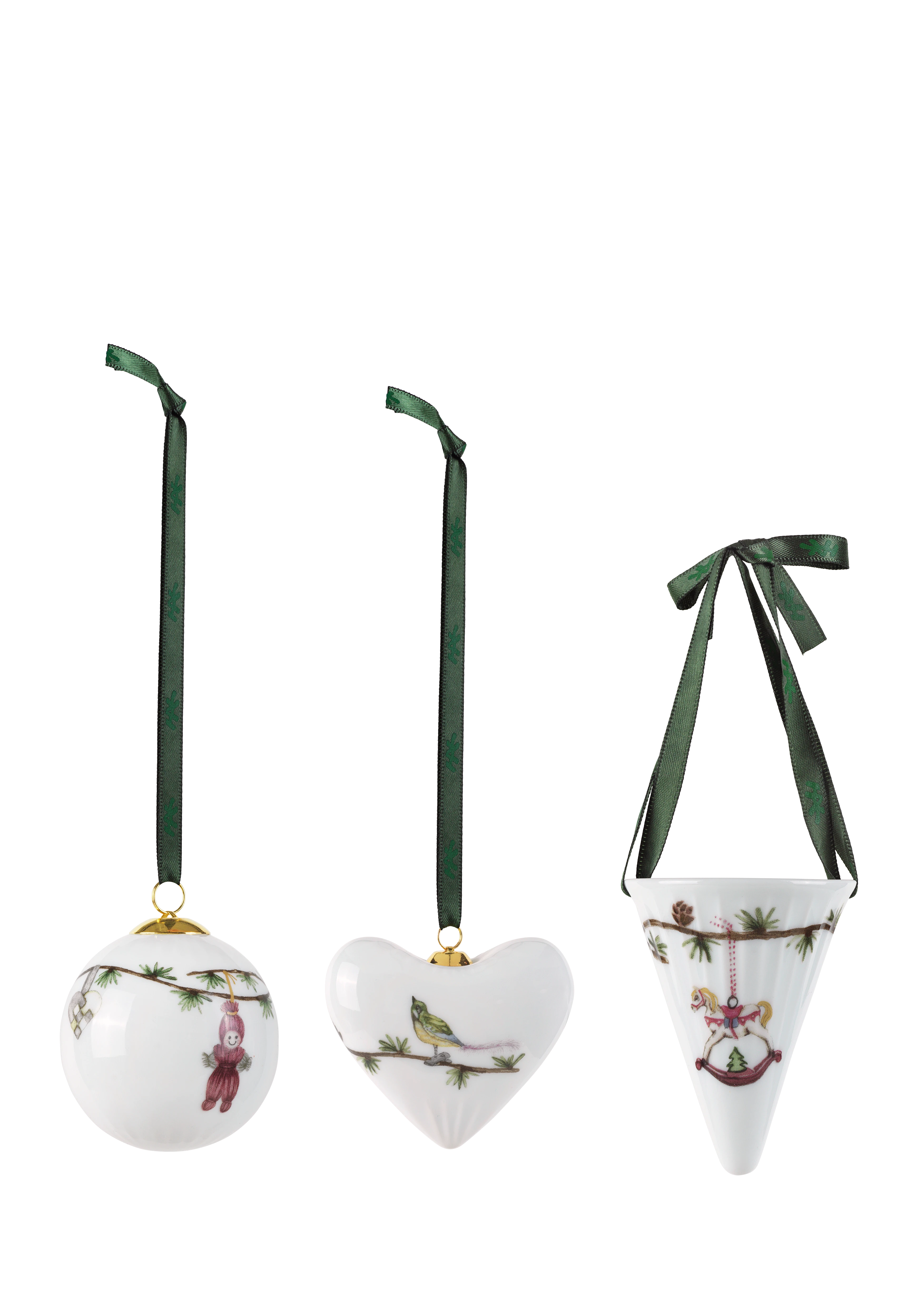 ornaments 3 Stck. von Kähler in der Farbe Weiss mit Dekoration, hergestellt aus Keramik