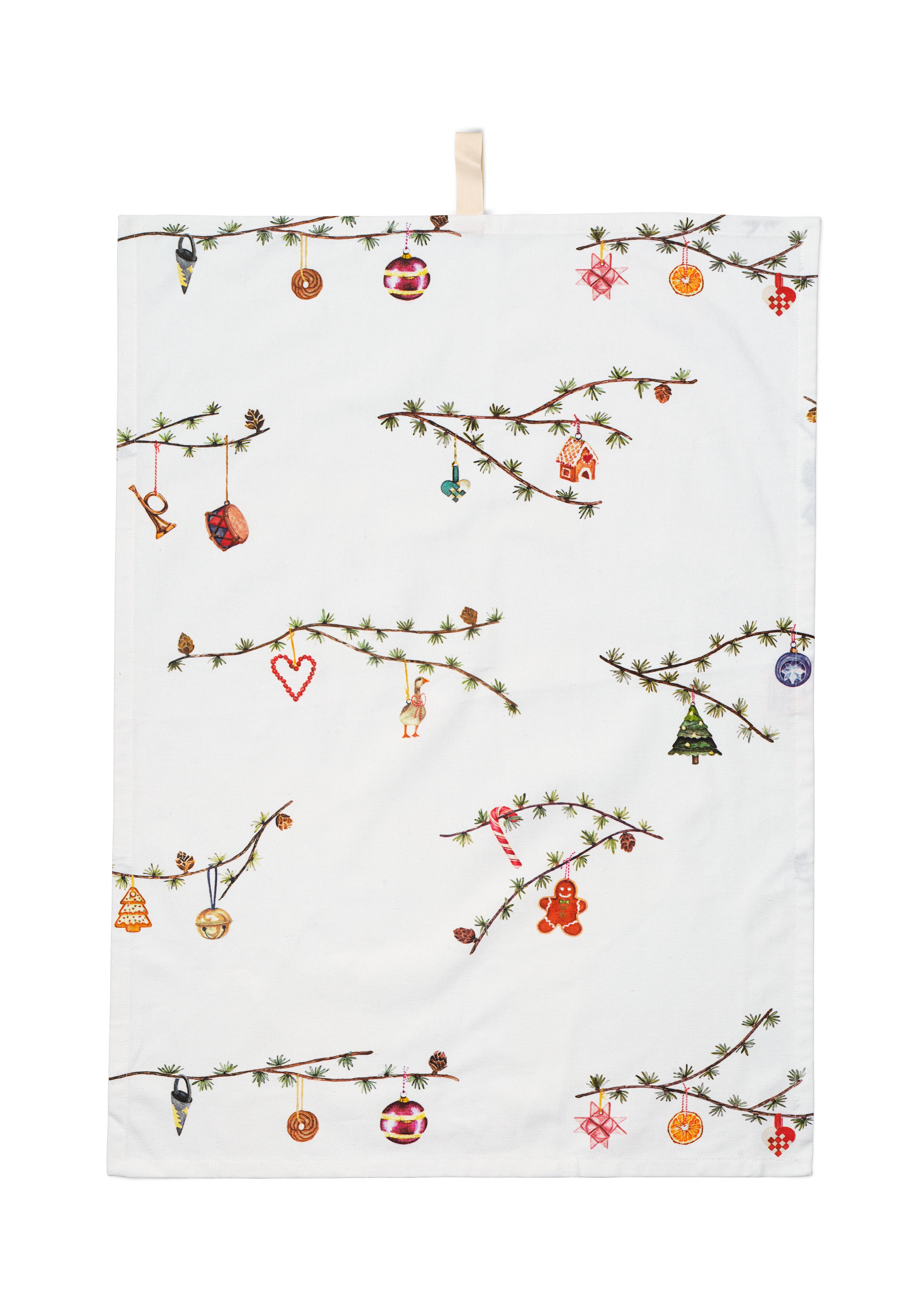 Tea towel 50x70 cm from Kähler  in White w. deco color, made of Cotton