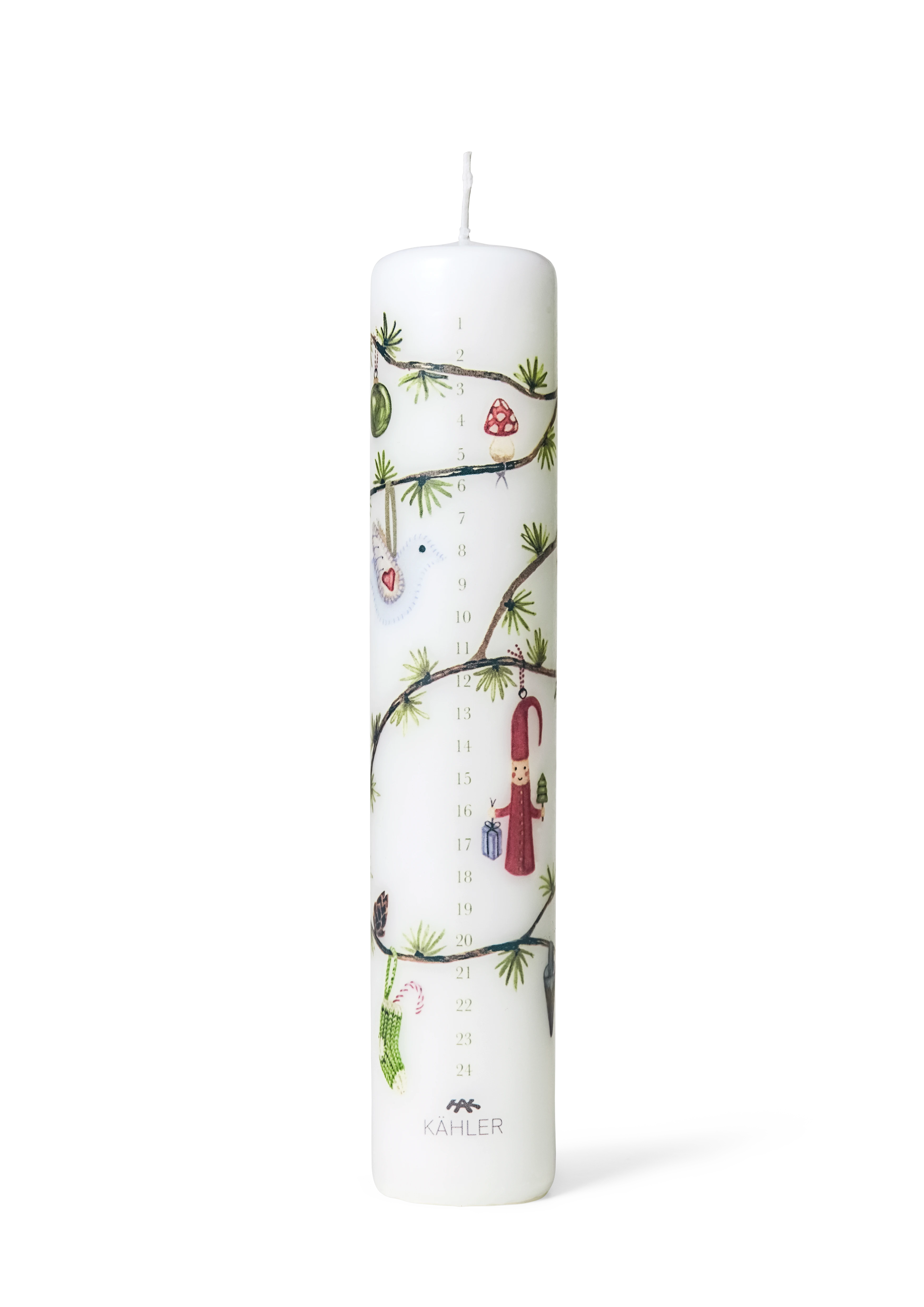 Advent Candle 2023 Ø5 cm from Kähler  in White w. deco color, made of Paraffin