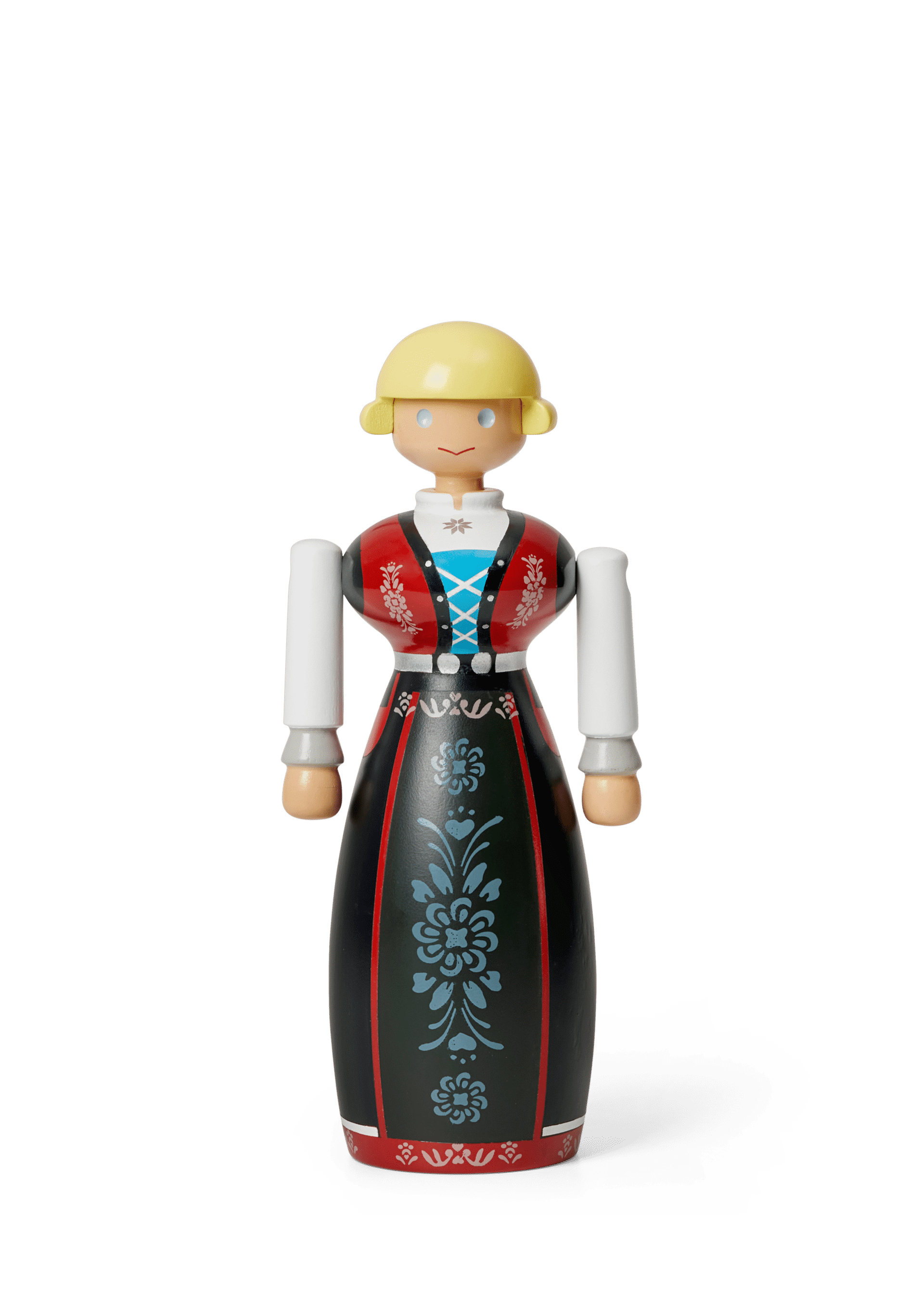 Kay Bojesen Norwegische Bunad Frau schwarz/rot/weiss