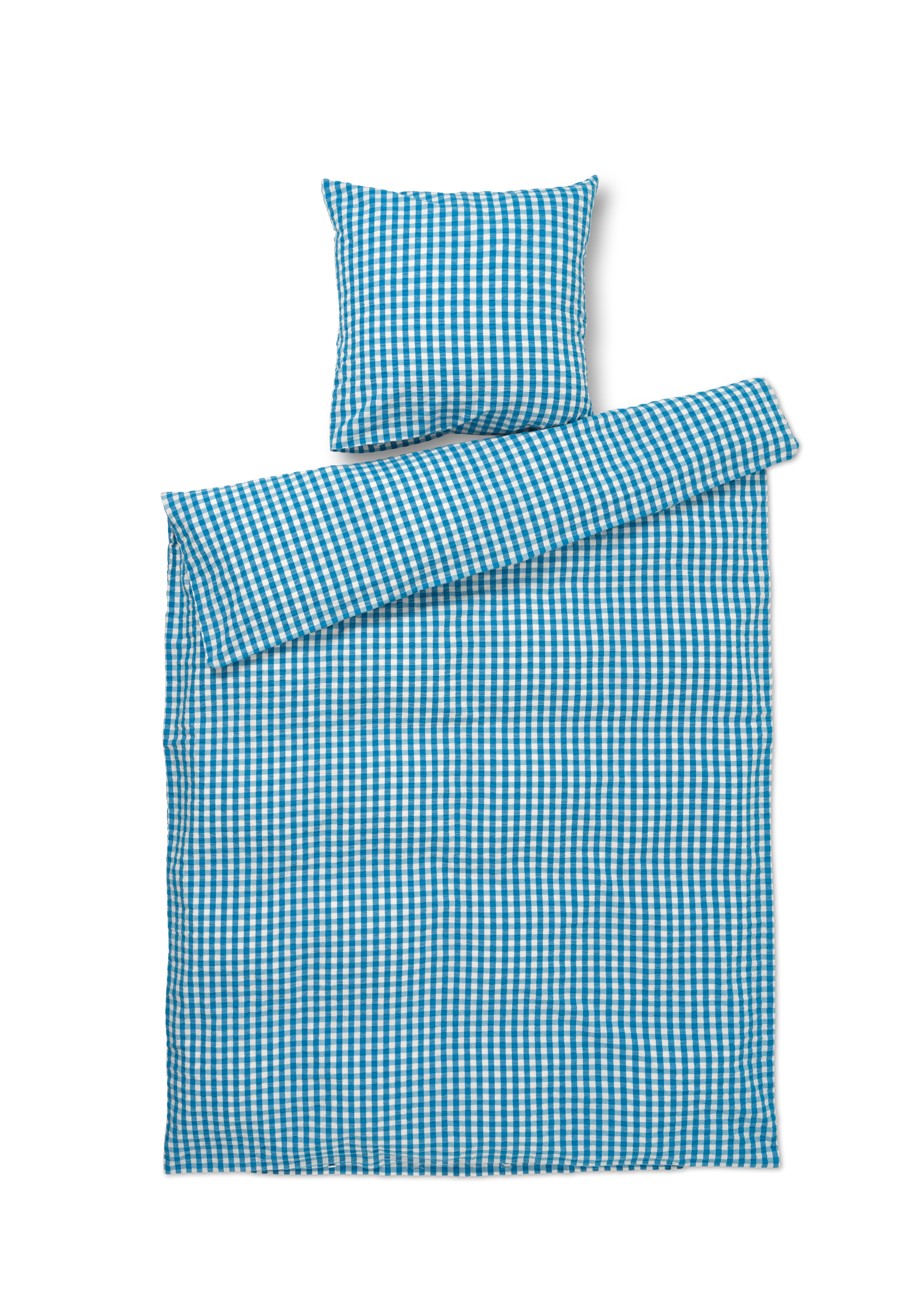 Bettwäsche 140x220 cm von JUNA in der Farbe Blau/Birke, hergestellt aus Baumwolle