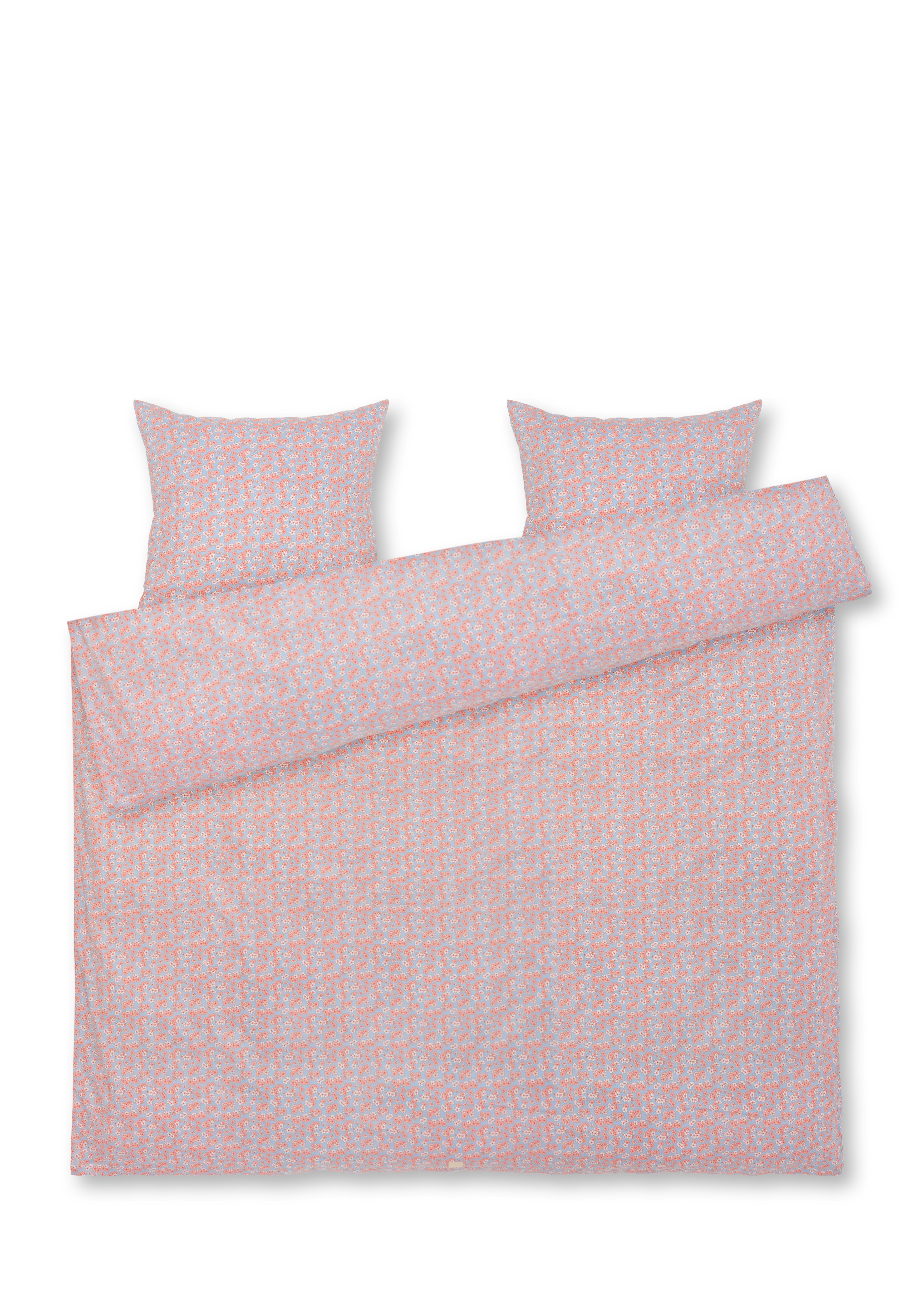 Bed linen 200x220 cm from JUNA in Light blue/Rose color, made of Cotton sateen