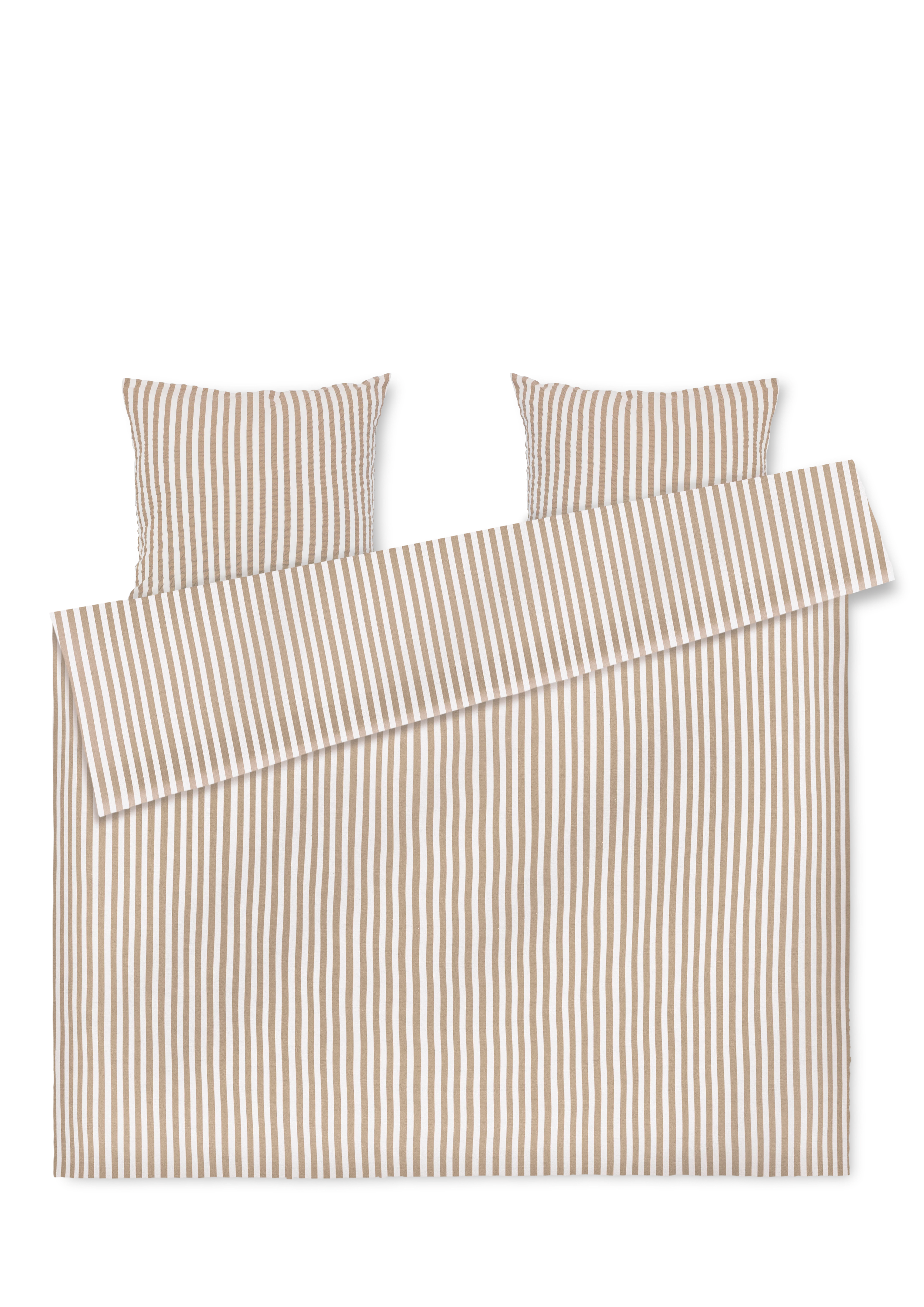 Påslakanset 220x220 cm från JUNA i färgen Sand/Vit, tillverkad av Bomull