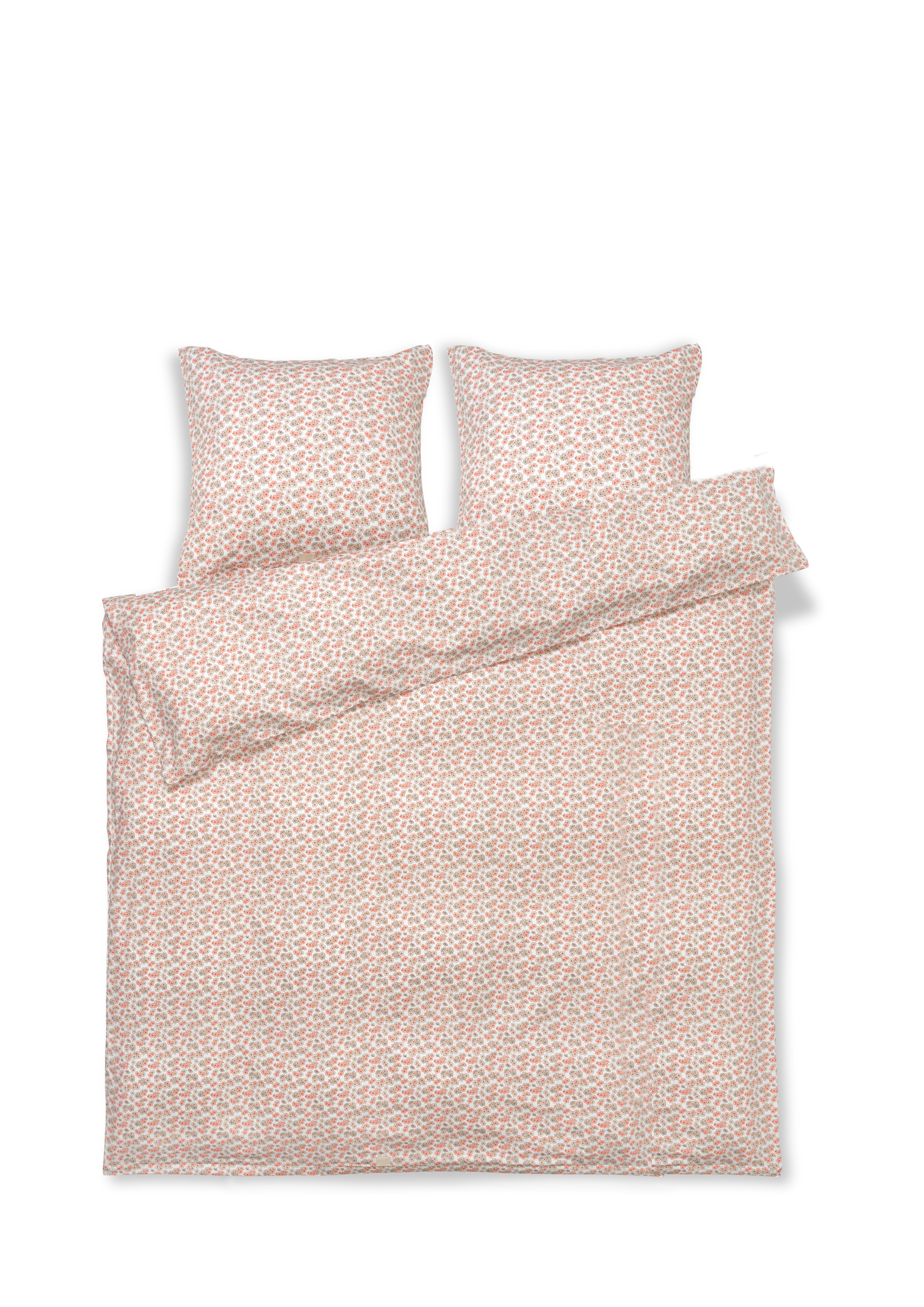 Bettwäsche 220x220 cm von JUNA in der Farbe Weiss/Rosa, hergestellt aus Bauwolle Satin