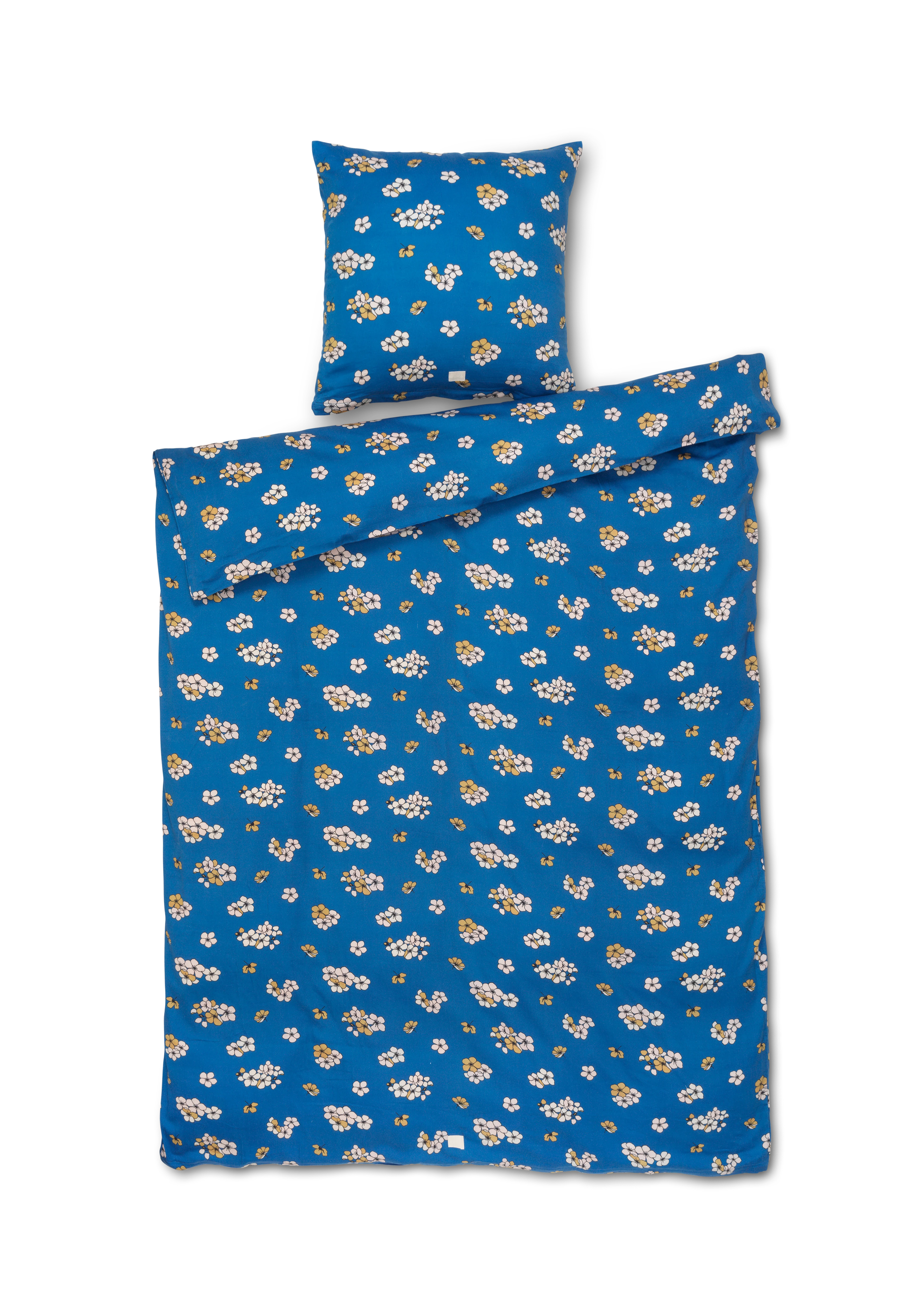 Påslakanset 150x210 cm från JUNA i färgen Blå, tillverkad av Bomullsatin